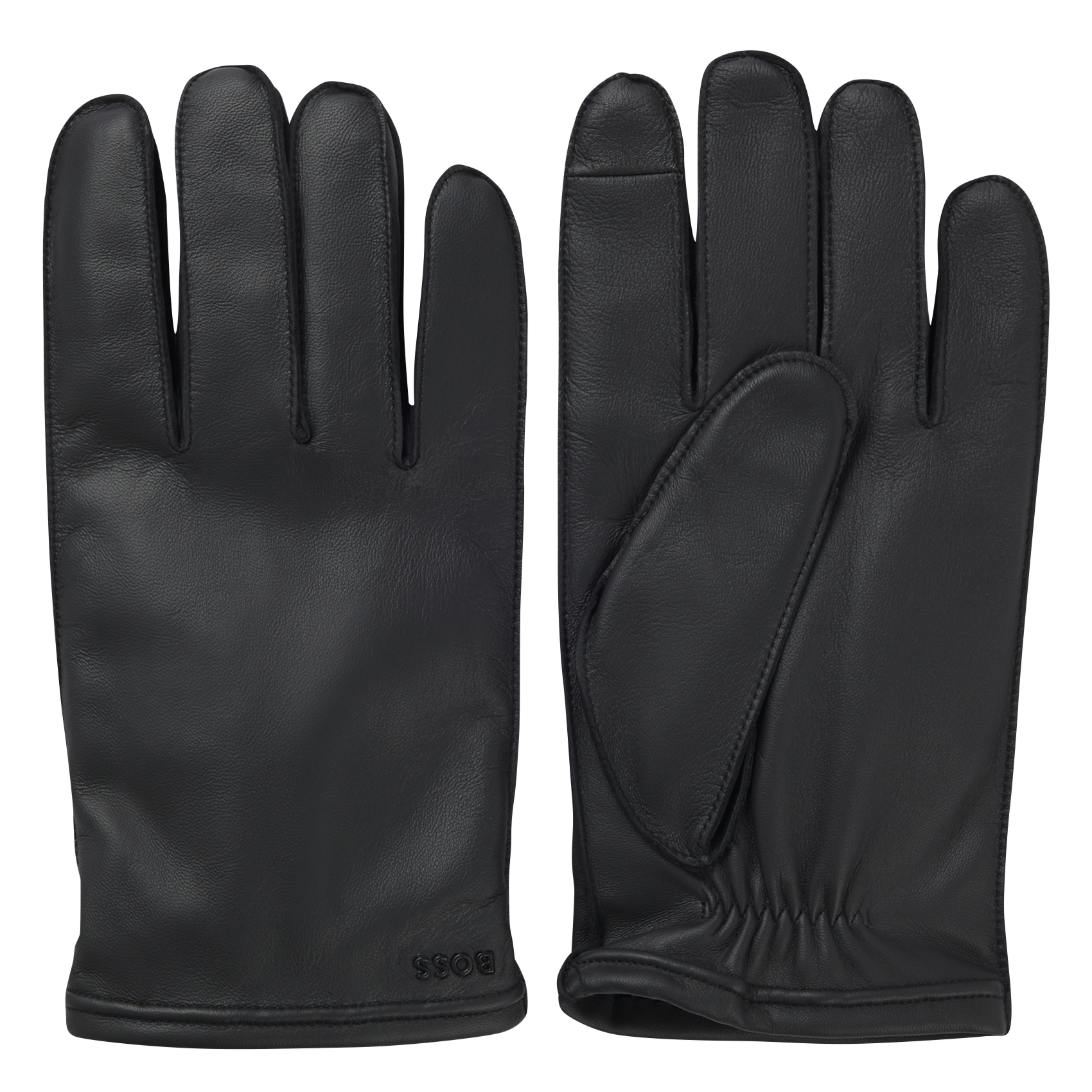 Plain leather gloves BOSS Black