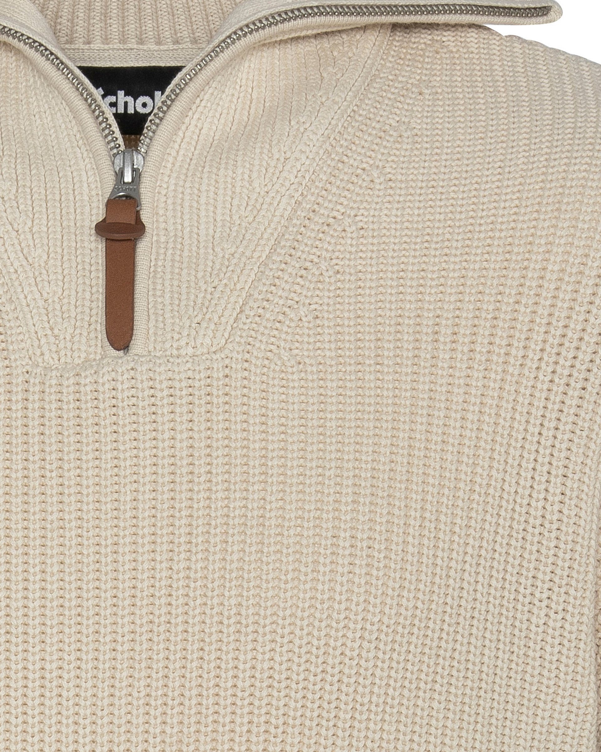 Regular-fit cotton sweater with zip-up neck SCHOTT White