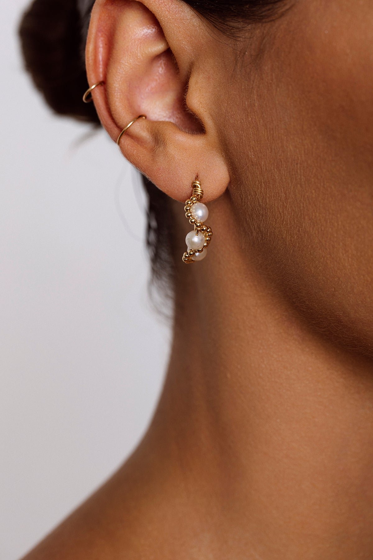 Mira pearl creole earrings YAY Golden
