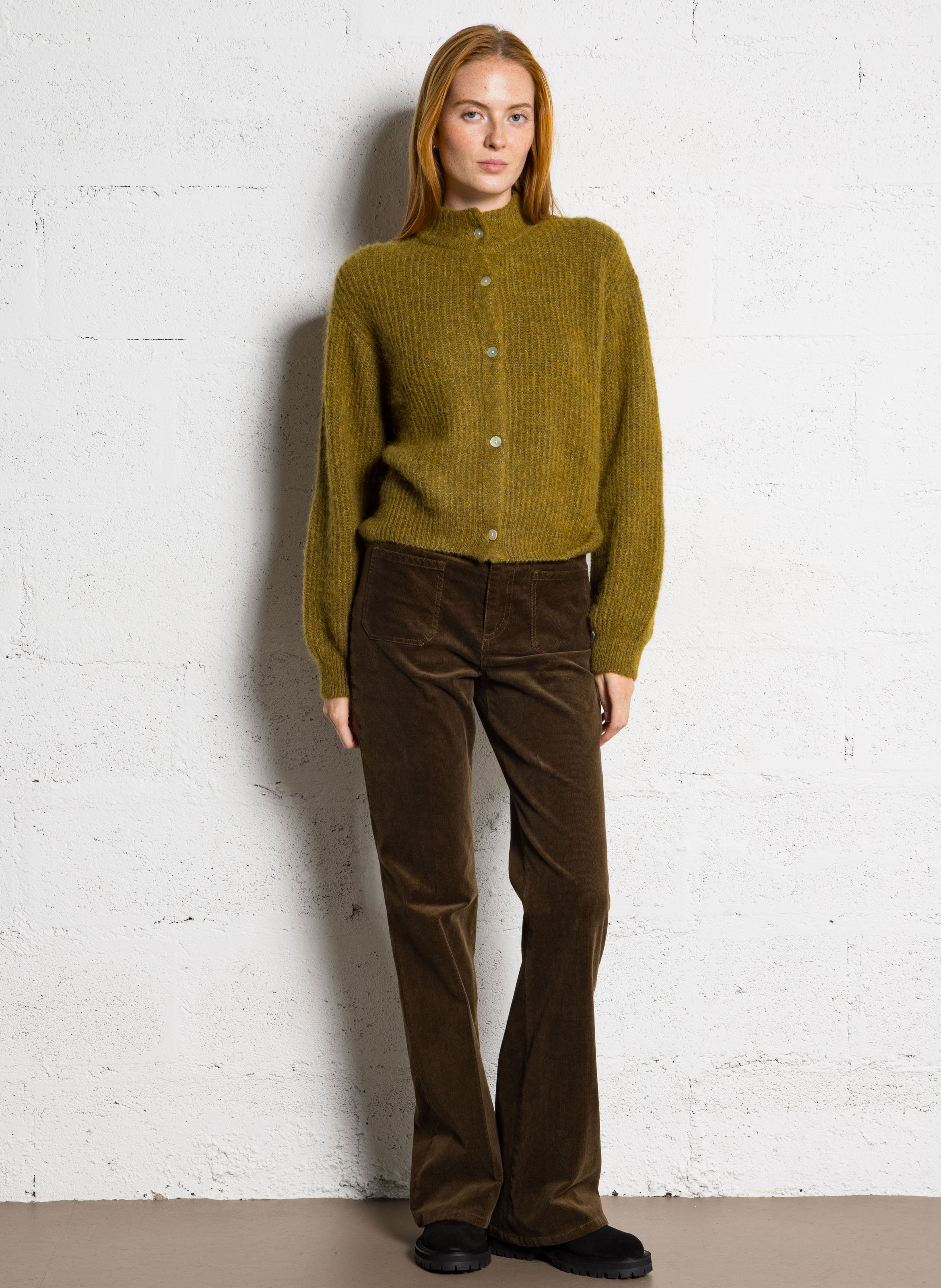 Oversized vest met opstaande kraag in gebreide stof AMERICAN VINTAGE Groen