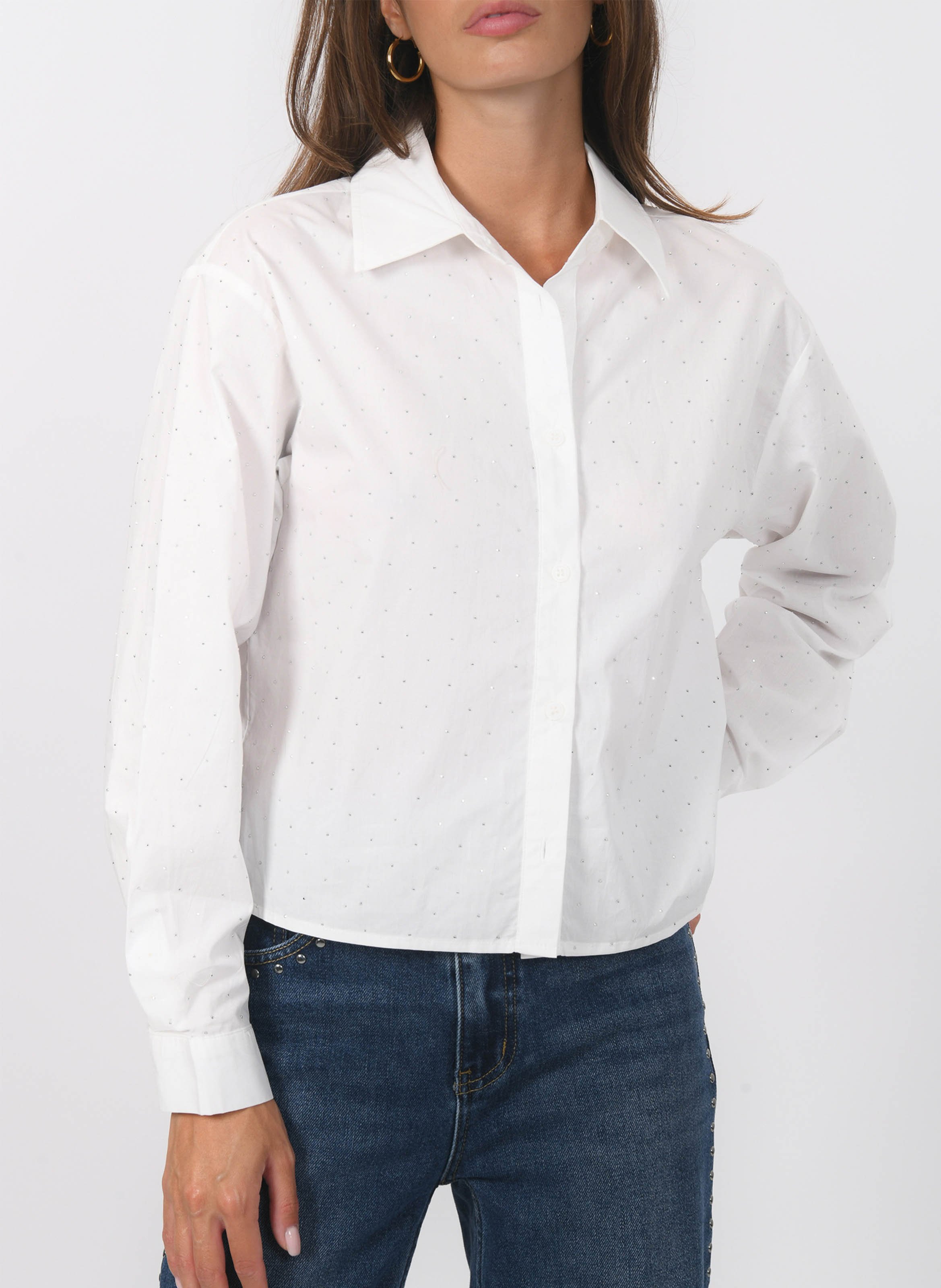 Short straight shirt with rhinestones KOOKAI White