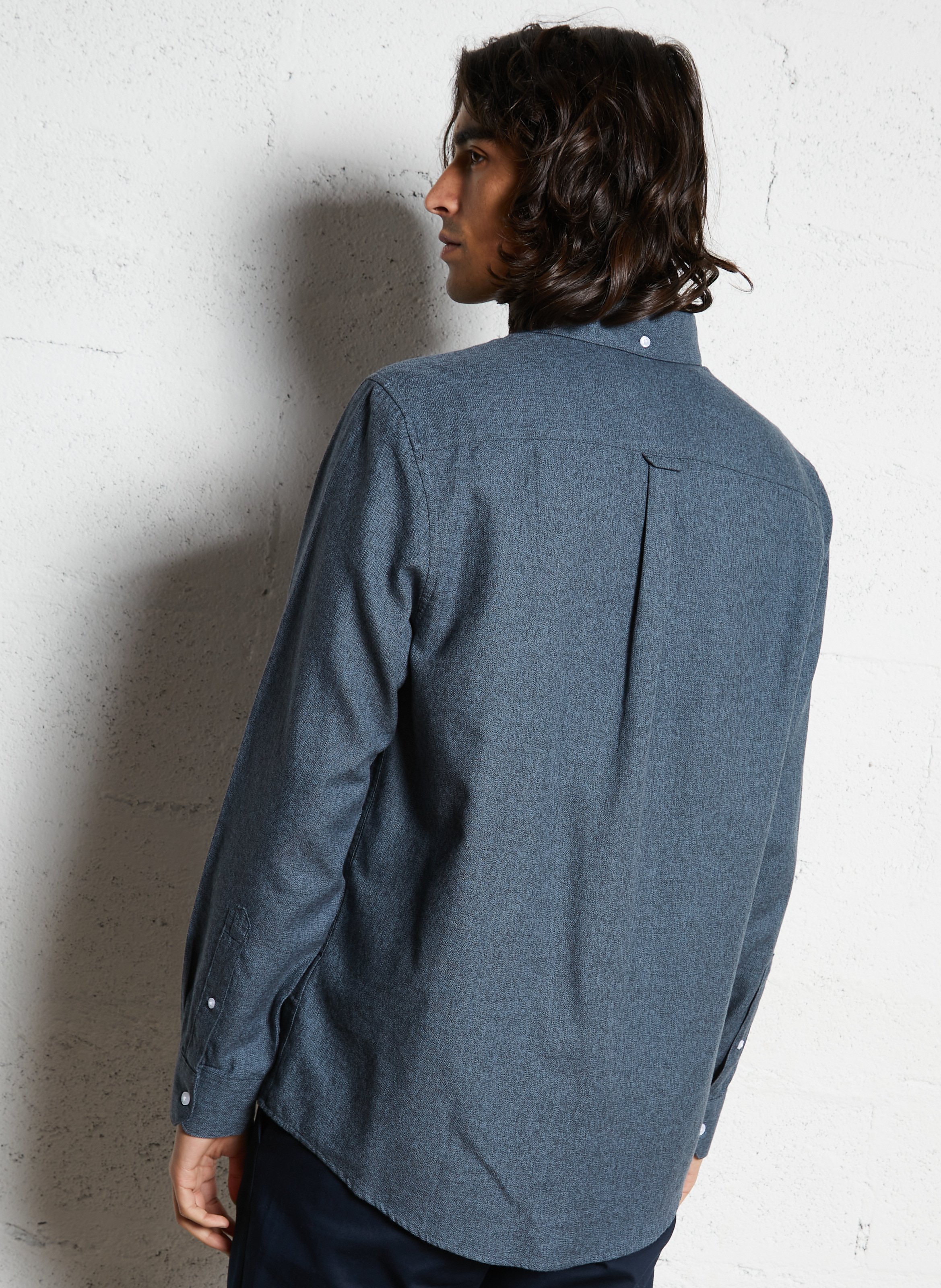 Chemise droite col classique en coton bio FARAH Bleu