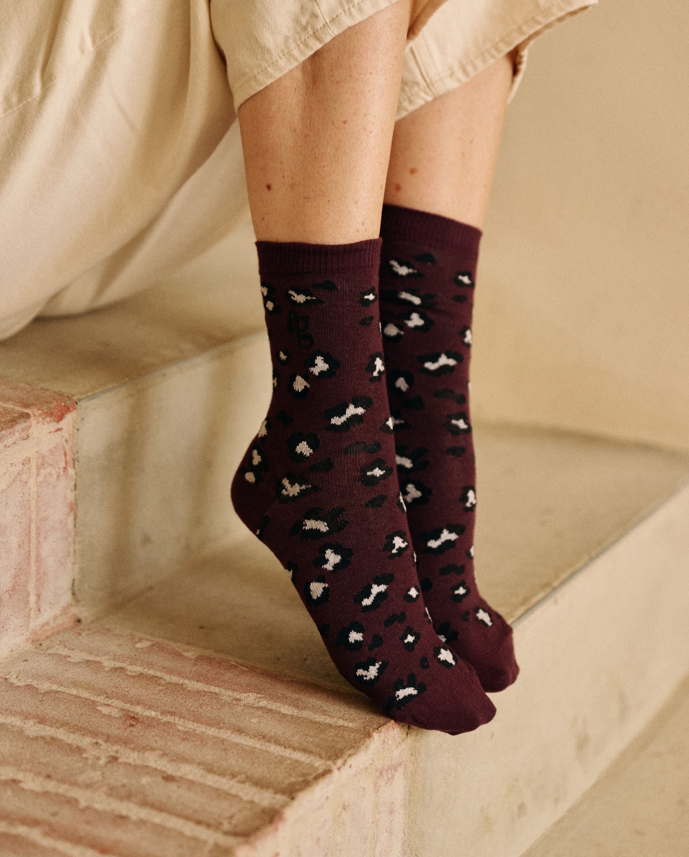 Pack of 3 pairs of women's leopard print socks ANGARDE Multicolored