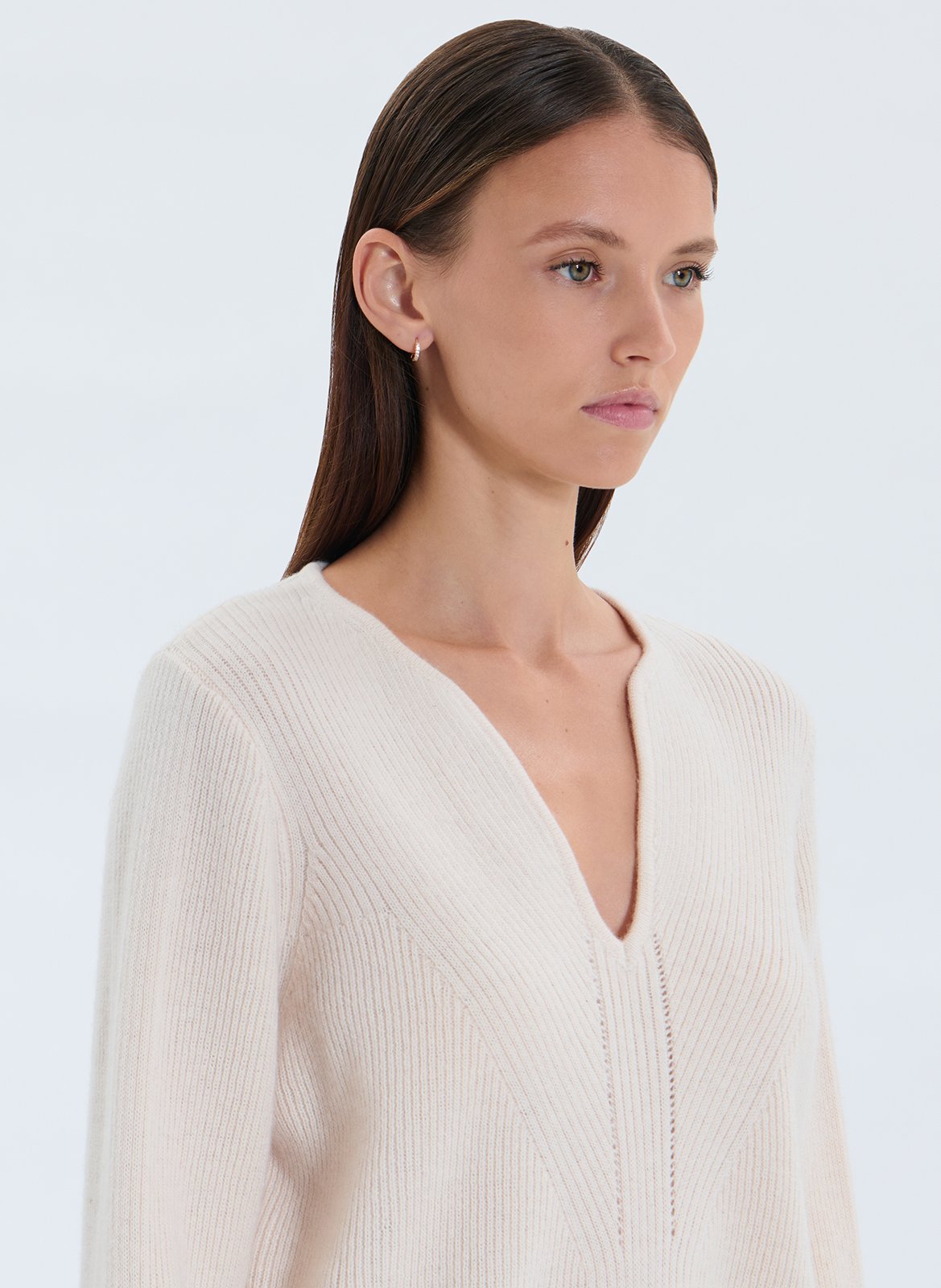 Pull col V en laine ZAPA Blanc