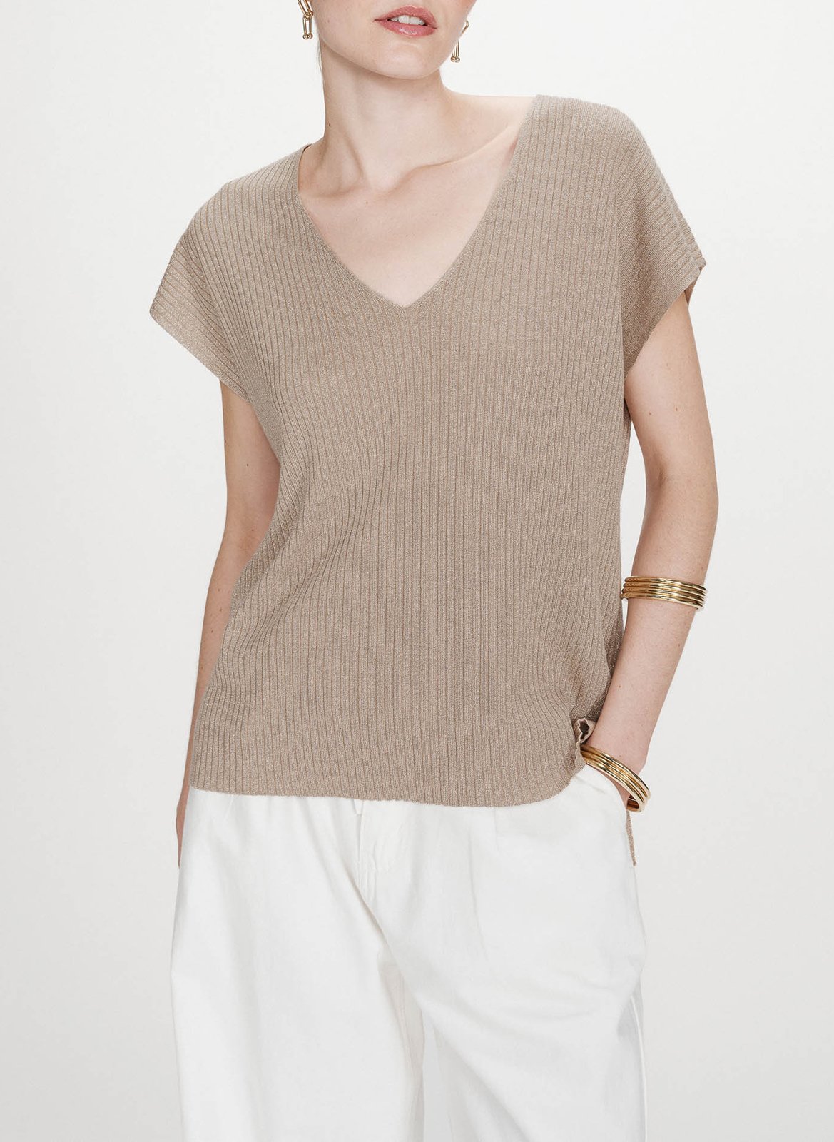 Top col V  GRACE ET MILA Doré