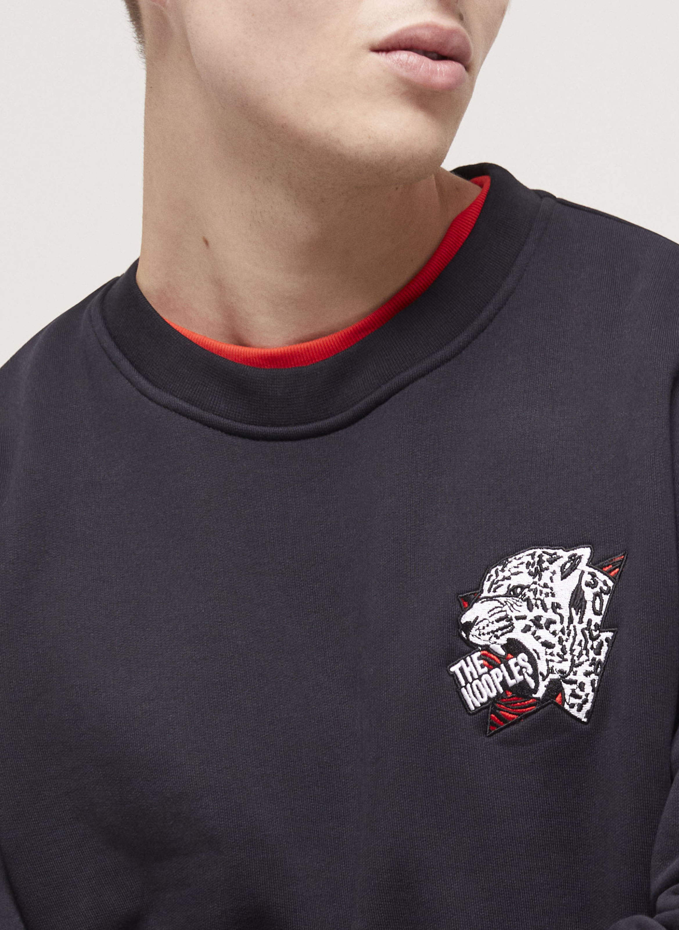 Besticktes Baumwoll-Sweatshirt mit Rundhalsausschnitt THE KOOPLES Schwarz