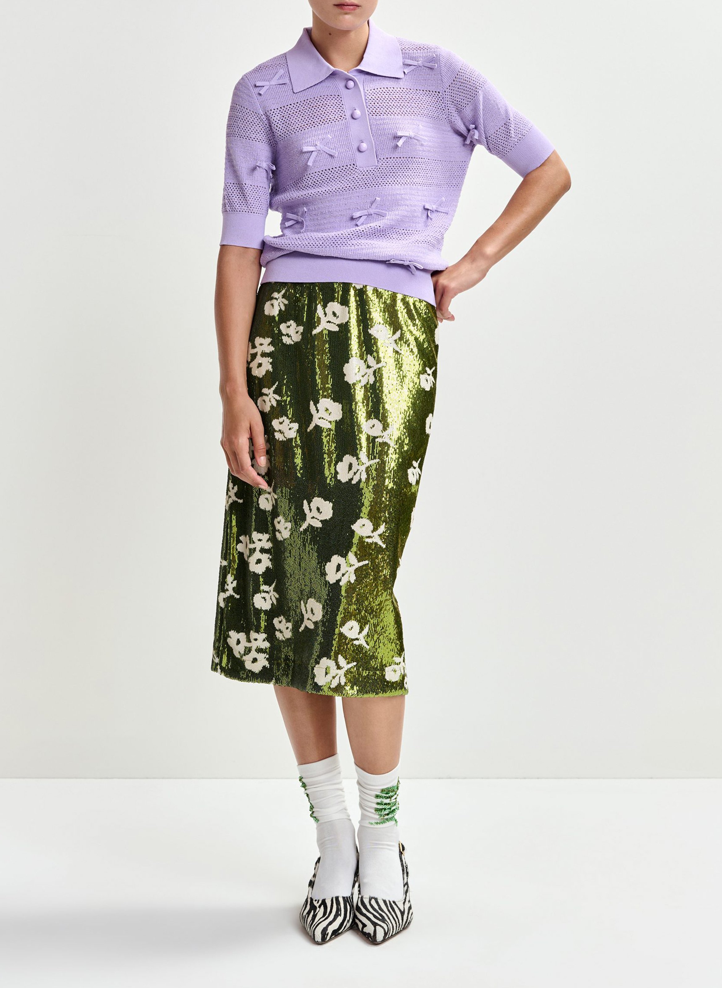 Floride midi skirt with sequins  ESSENTIEL ANTWERP Green