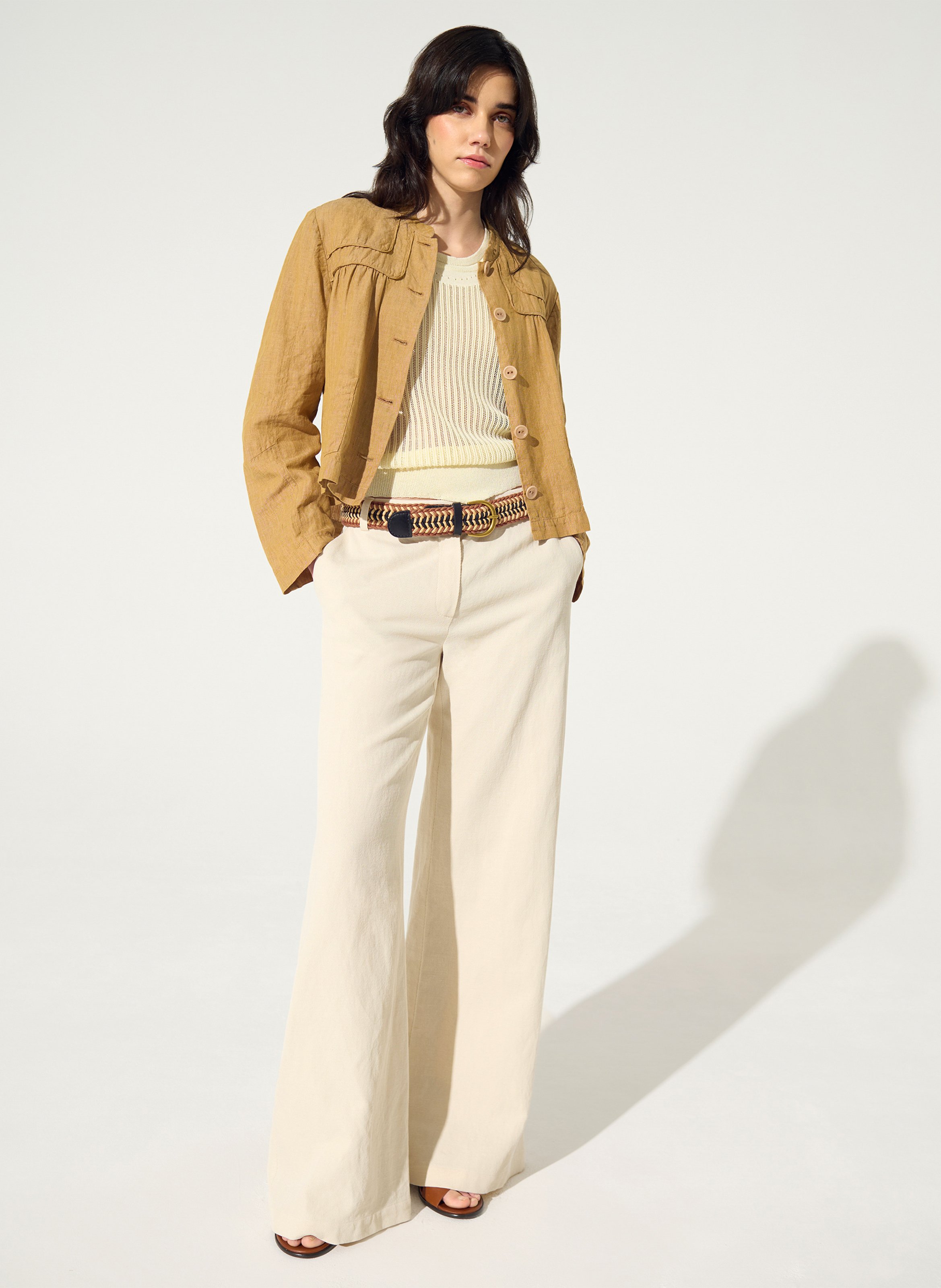 Wide-leg trousers in mixed cotton. COTELAC White
