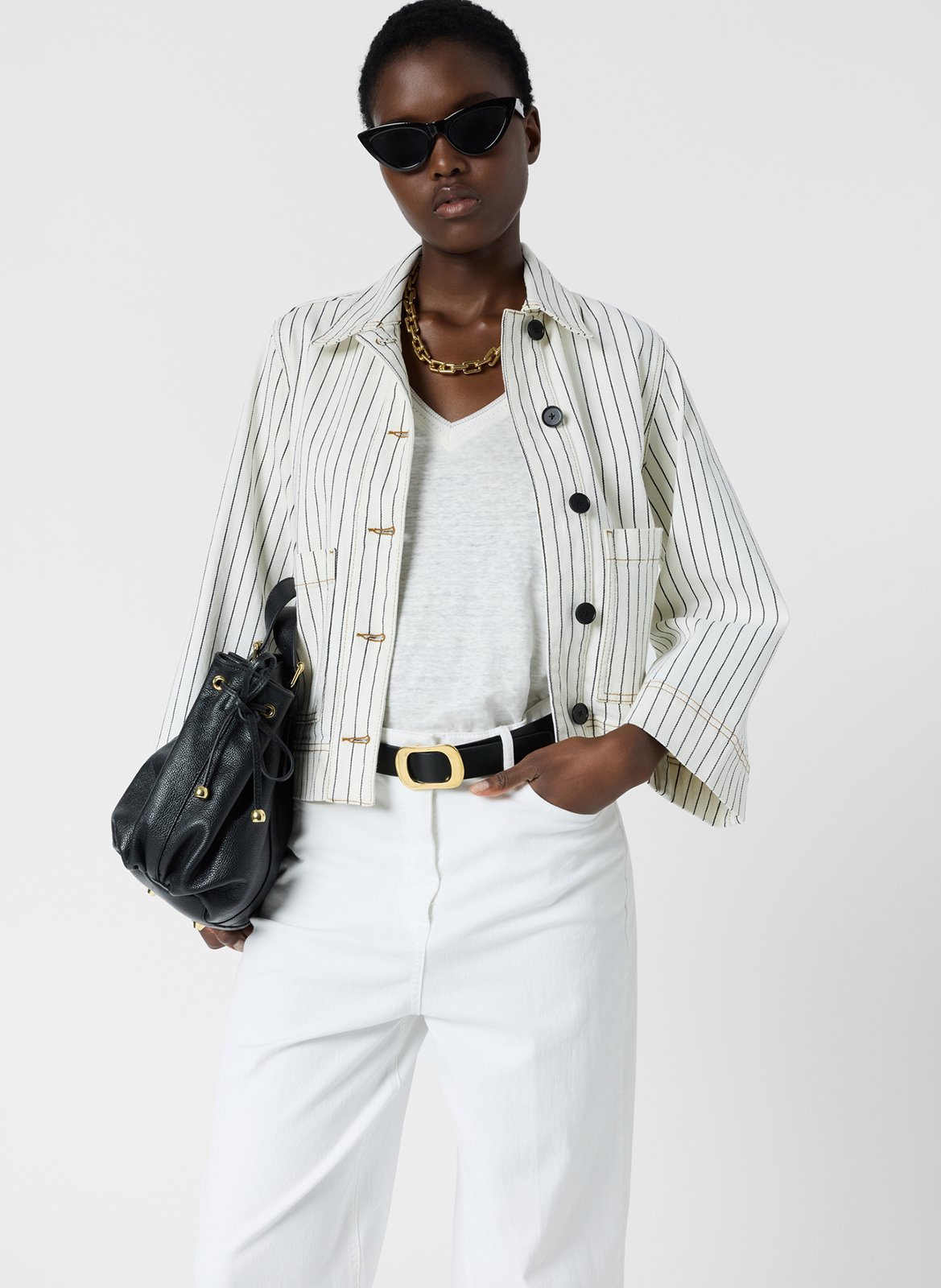 Cropped cotton-blend jacket GERARD DAREL Beige