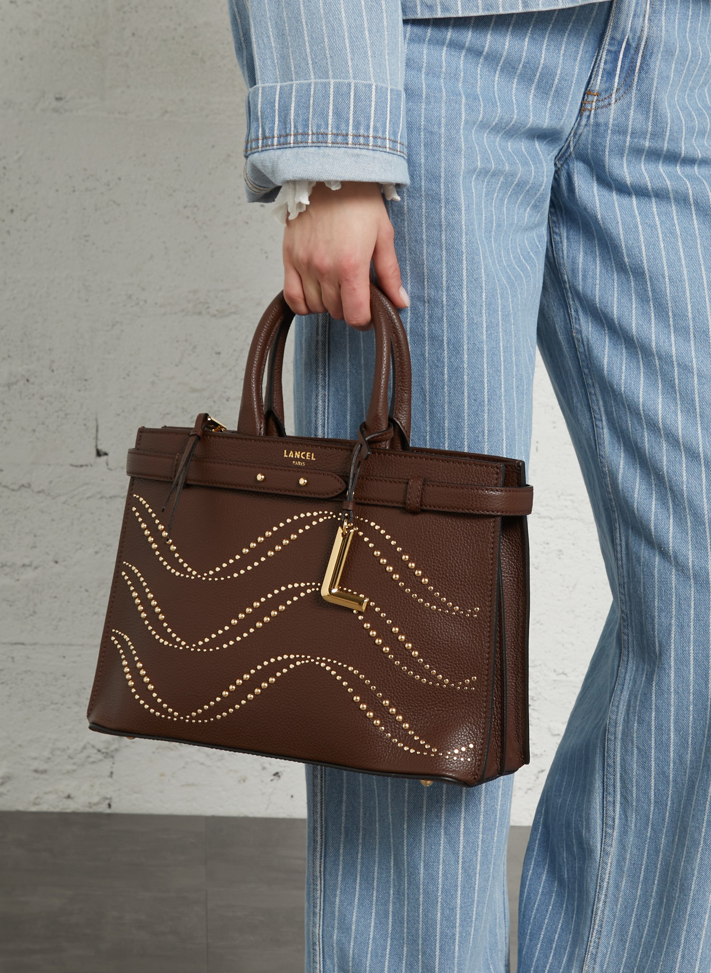 Handtasche mit Strass aus Leder LANCEL Braun