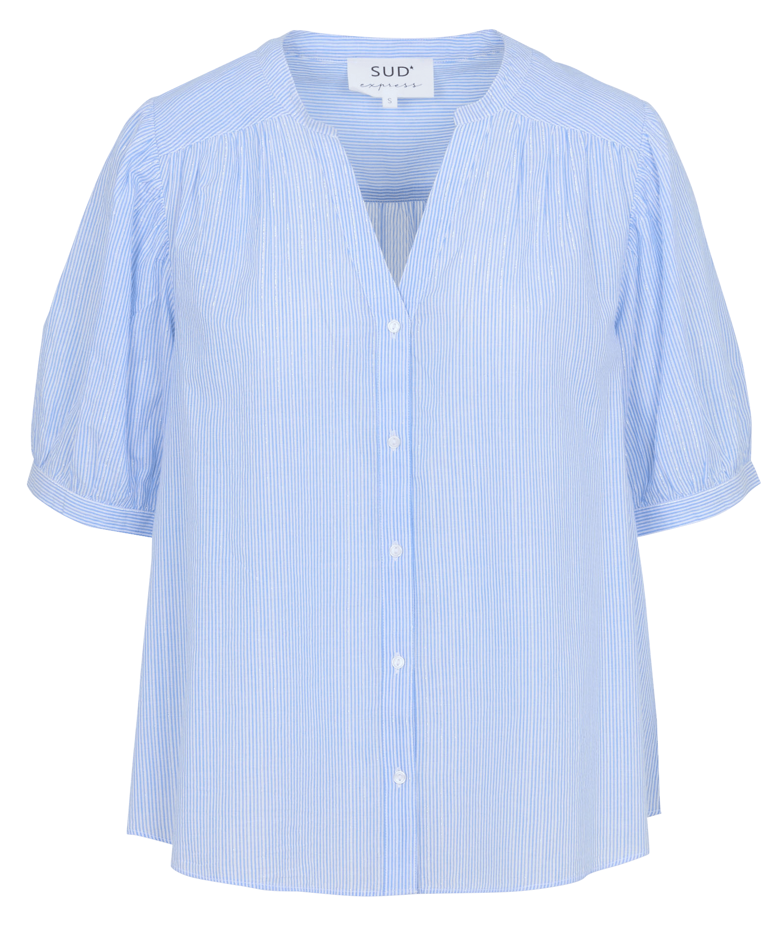 Oversized striped metallic cotton tunic. SUD EXPRESS Blue