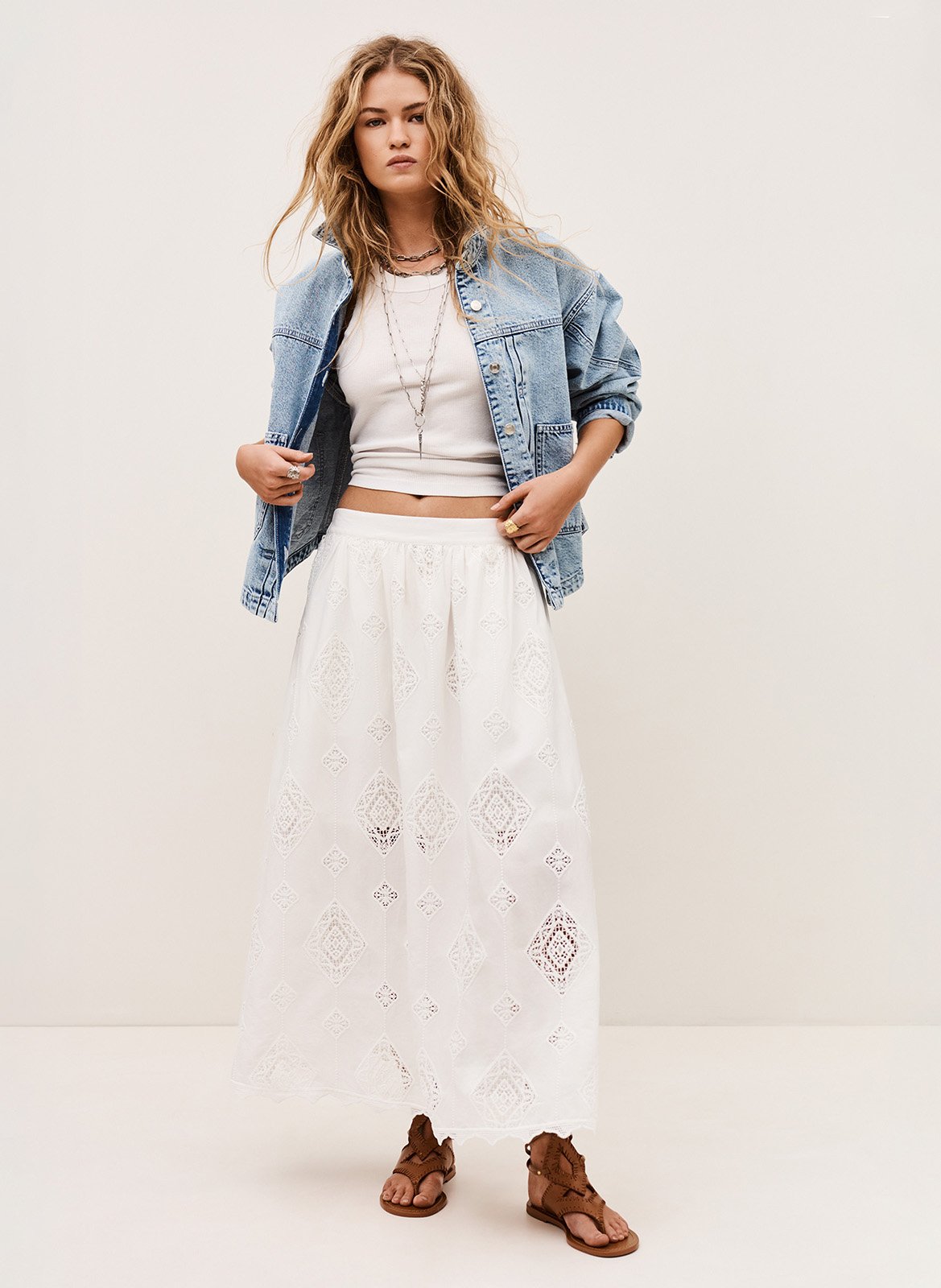 Lange rok | katoenblend BA&SH Beige