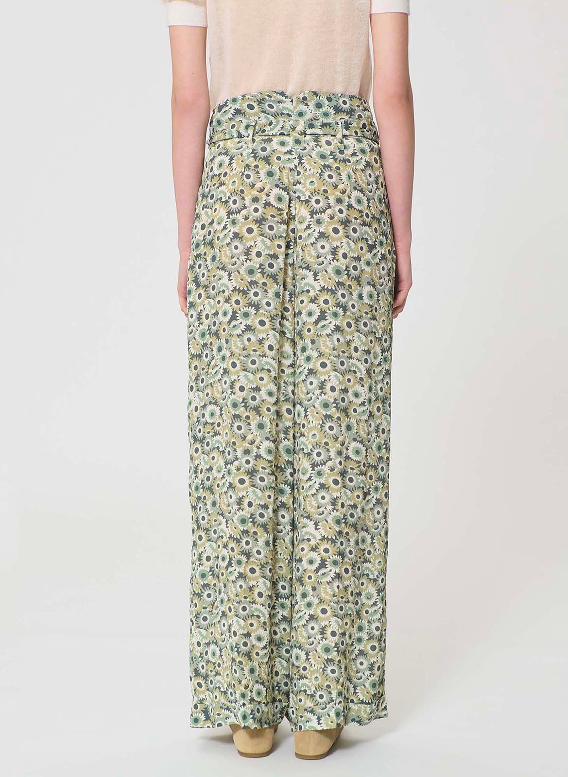 Pantalon ceinturé taille haute à motif TARA JARMON Vert