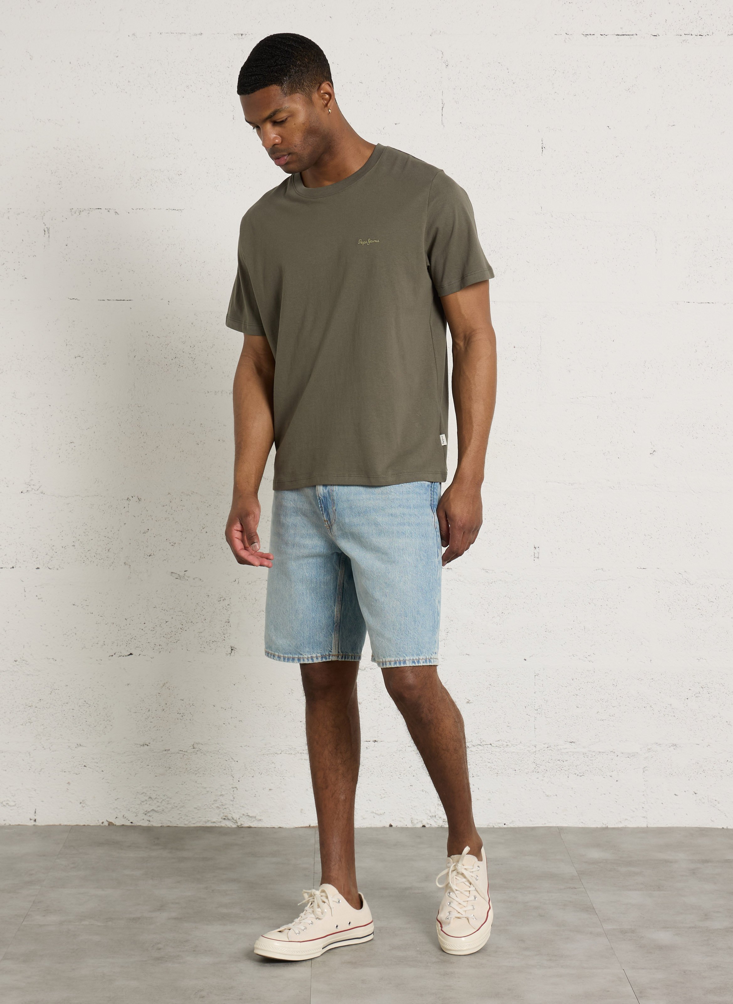 Tee-shirt en coton col rond PEPE JEANS Vert