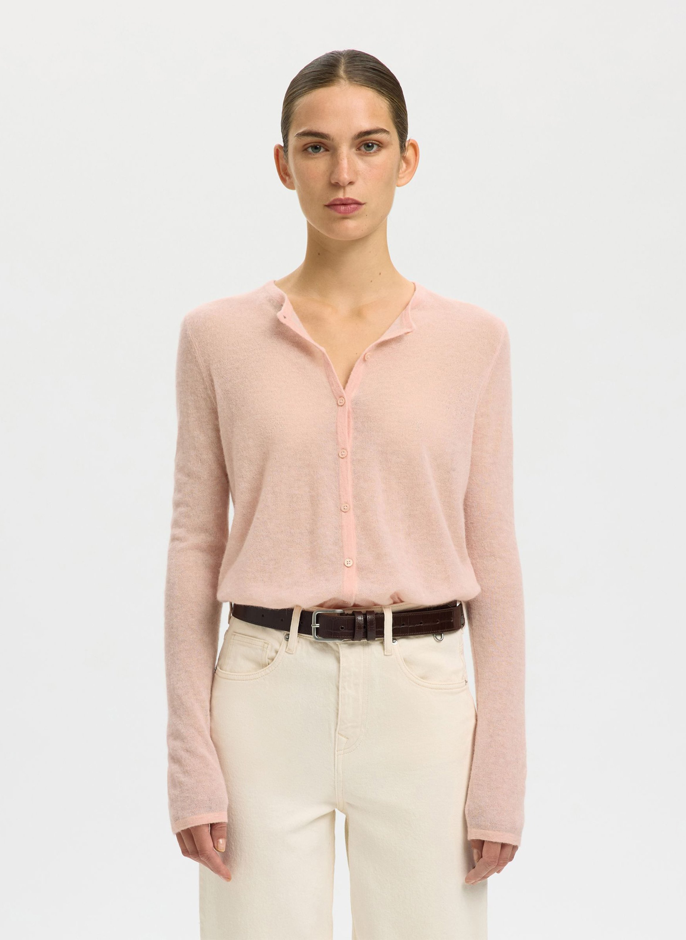 Gilet col rond SELECTED Rose