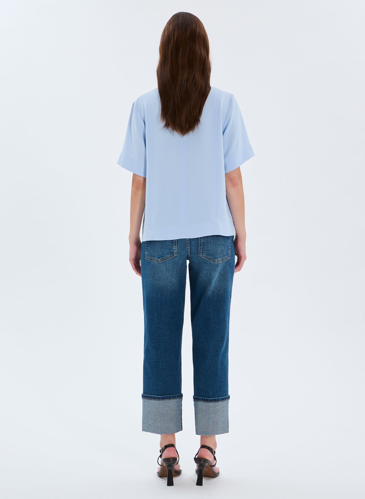 Top ampio scollo a V fluido ZAPA Blu