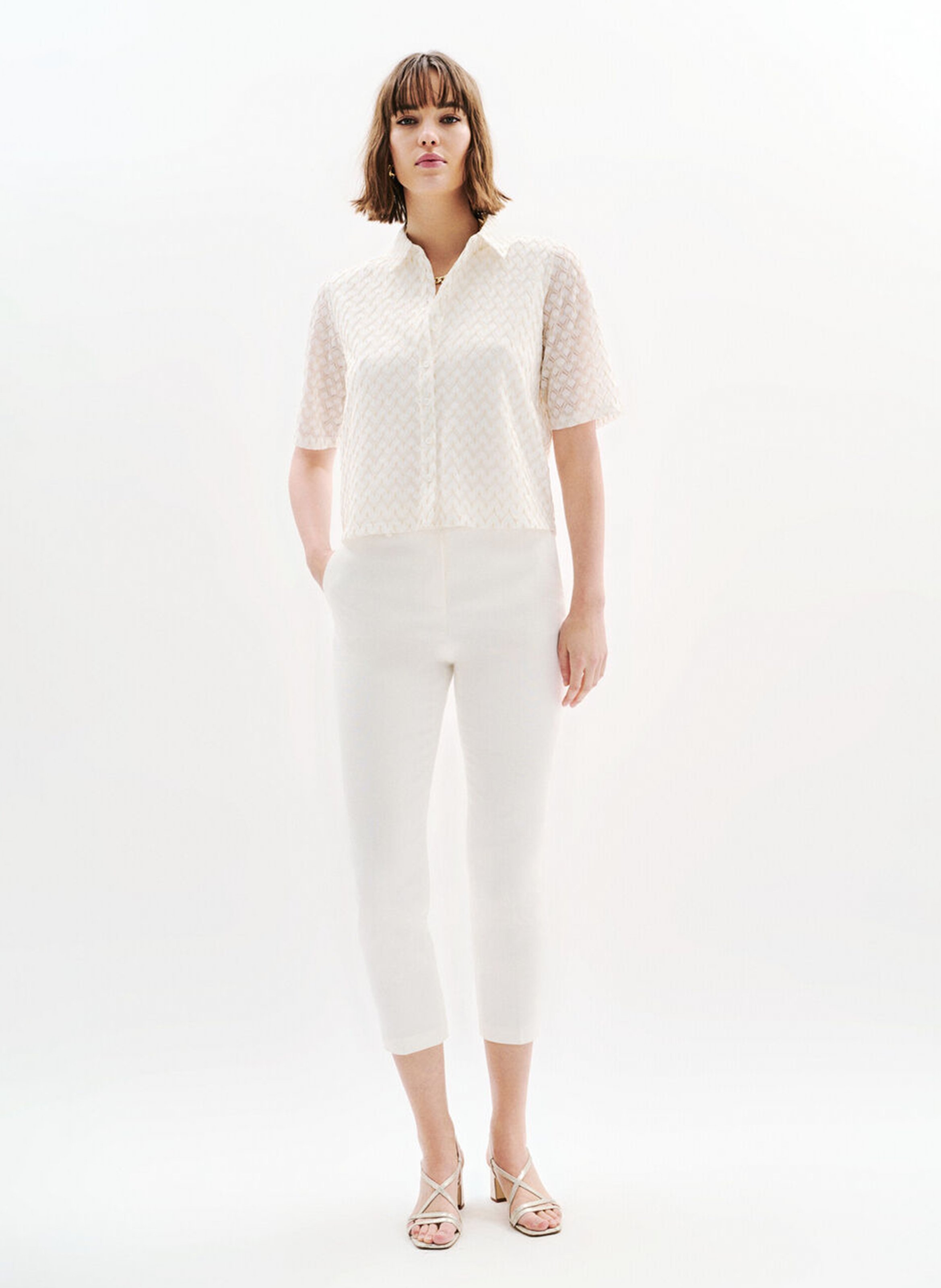 Top mit klassischem Kragen CAROLL Weiss