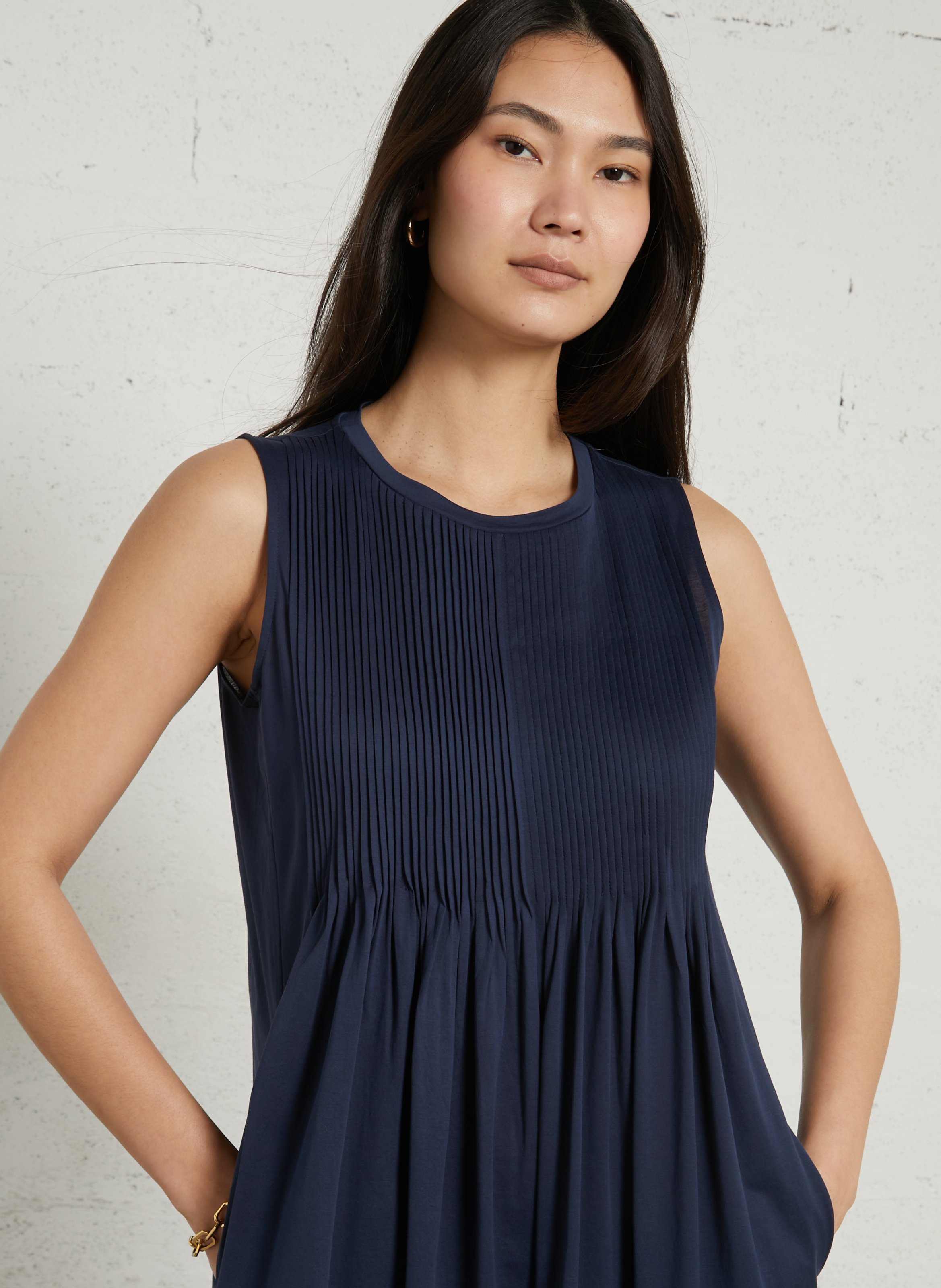 Flowy Sleeveless Solid Maxi Dress MAX MARA WEEK END Blue