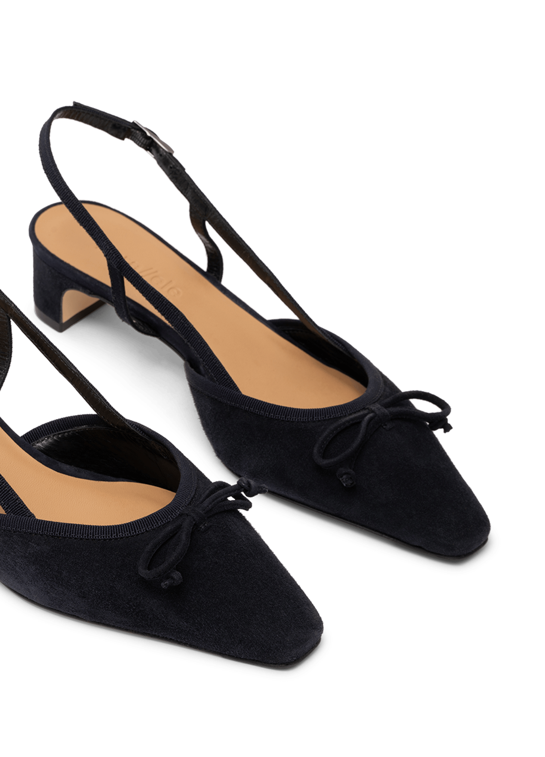 Slingback en cuir velours marine PARALLELE PARIS Bleu