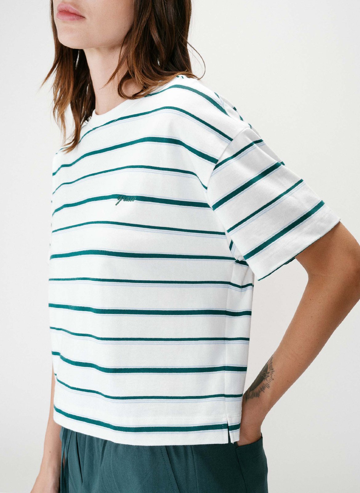 Tee-shirt col rond en coton GRACE ET MILA Blanc