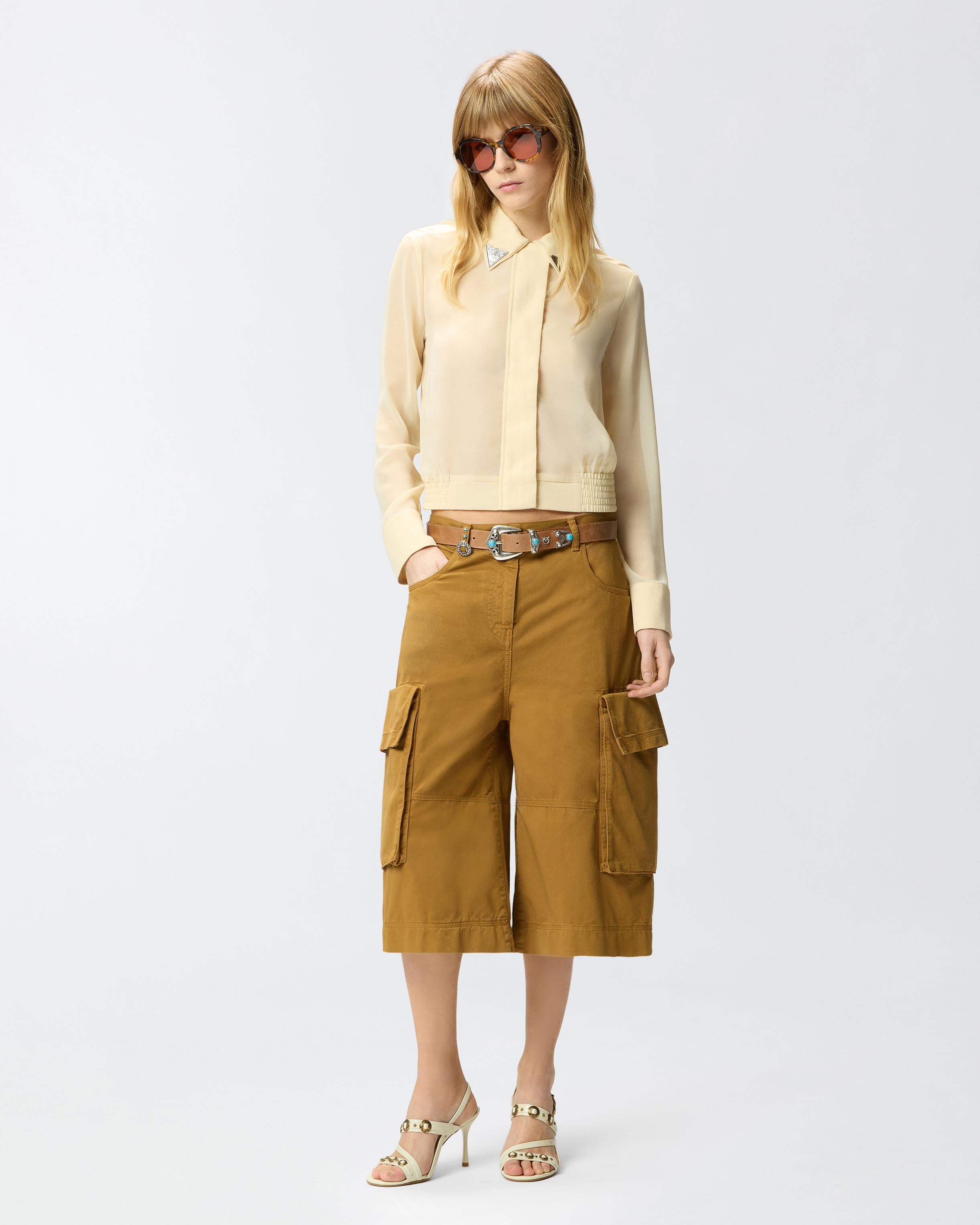 Chemise semi-transparente avec détails métalliques PINKO Bleu