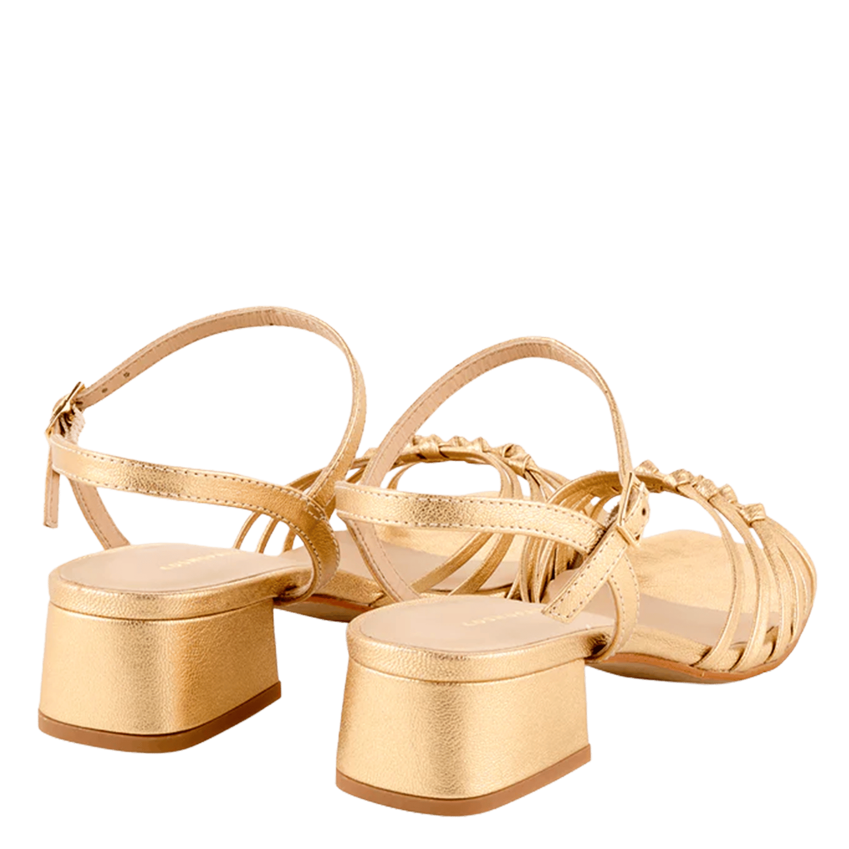 Heeled metallic leather sandals COSMOPARIS Golden