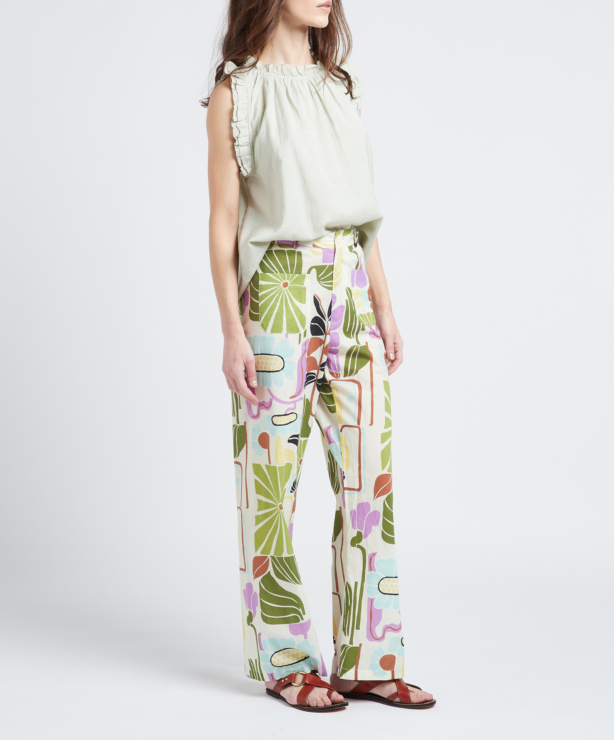 Pantalon droit en coton BELLEPIECE Multicolore