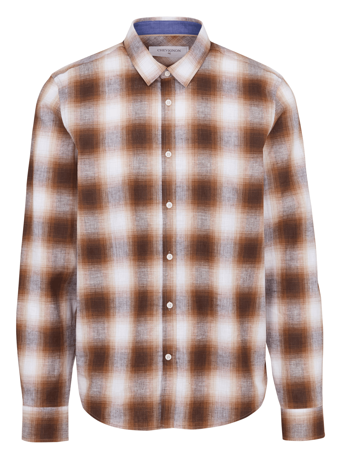 Chemise oversize col classique en coton et lin imprimé CHEVIGNON Marron