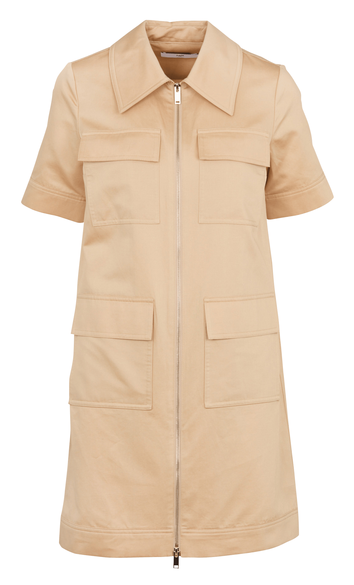 Mittellanges, gerades Kleid aus Bio-Baumwolle und Leinen ZAPA Beige