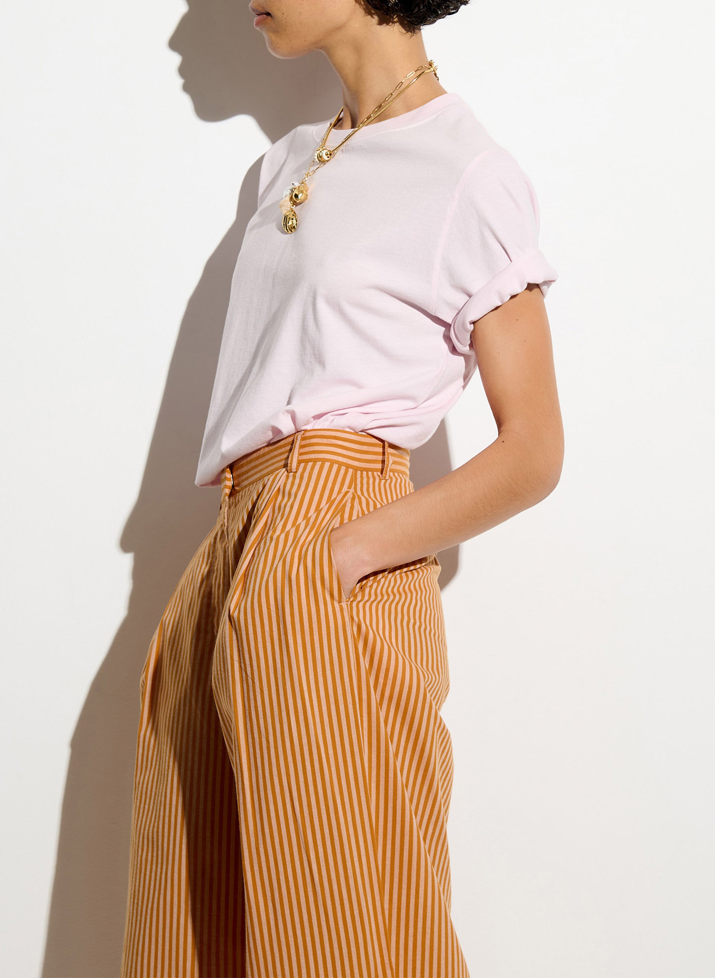 Wijde gestreepte pantalon SESSUN Oranje