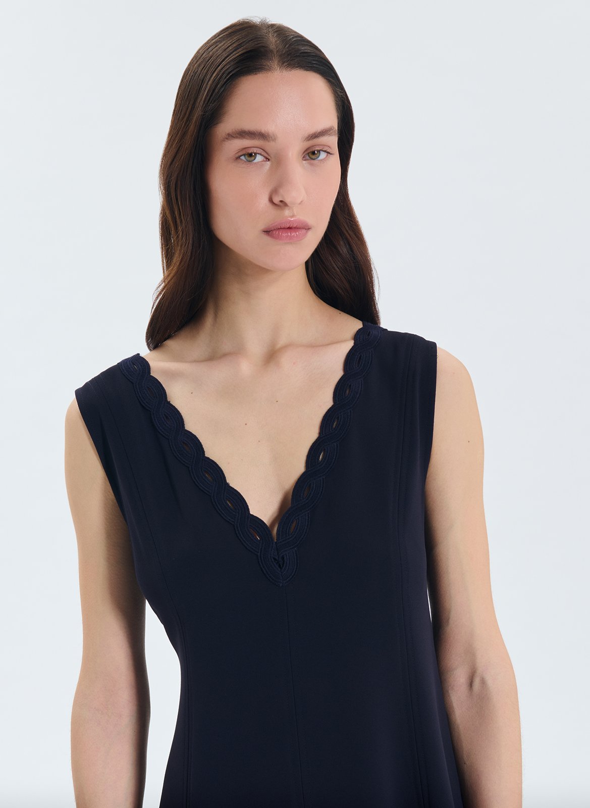 Robe courte col v  ZAPA Bleu