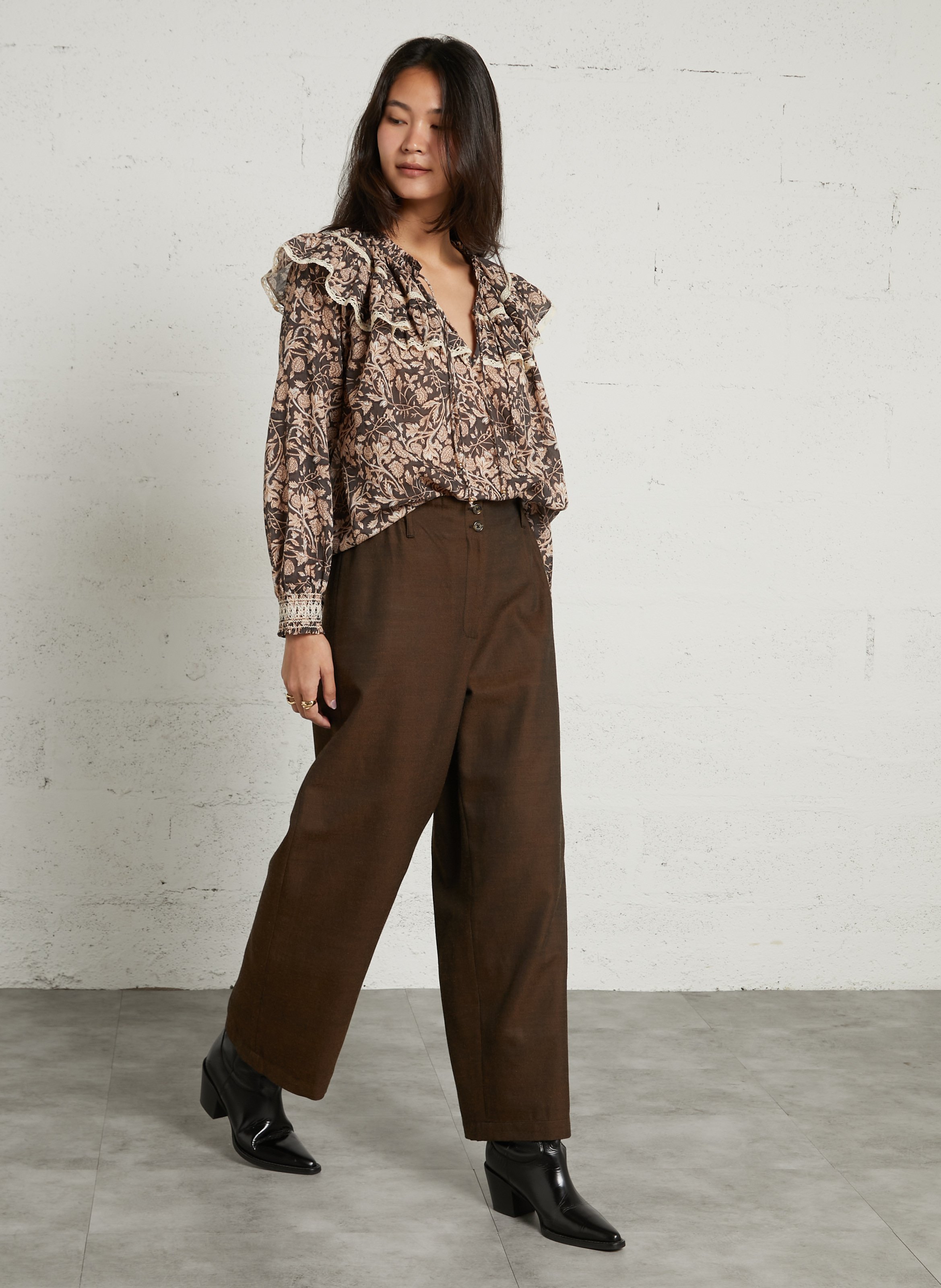 Blouse col rond en coton bio LOUISE MISHA Noir