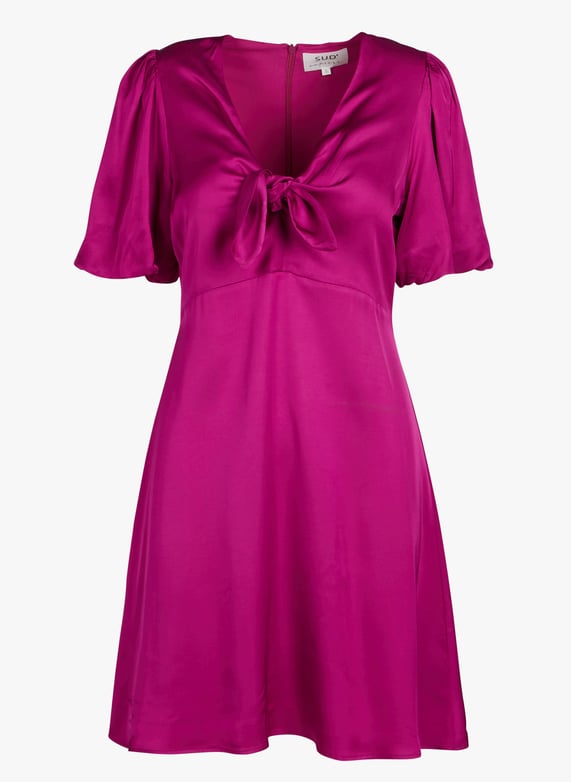 express pink satin dress Satin Sweetheart Sleeveless Drop Waist Midi Dress With Pockets