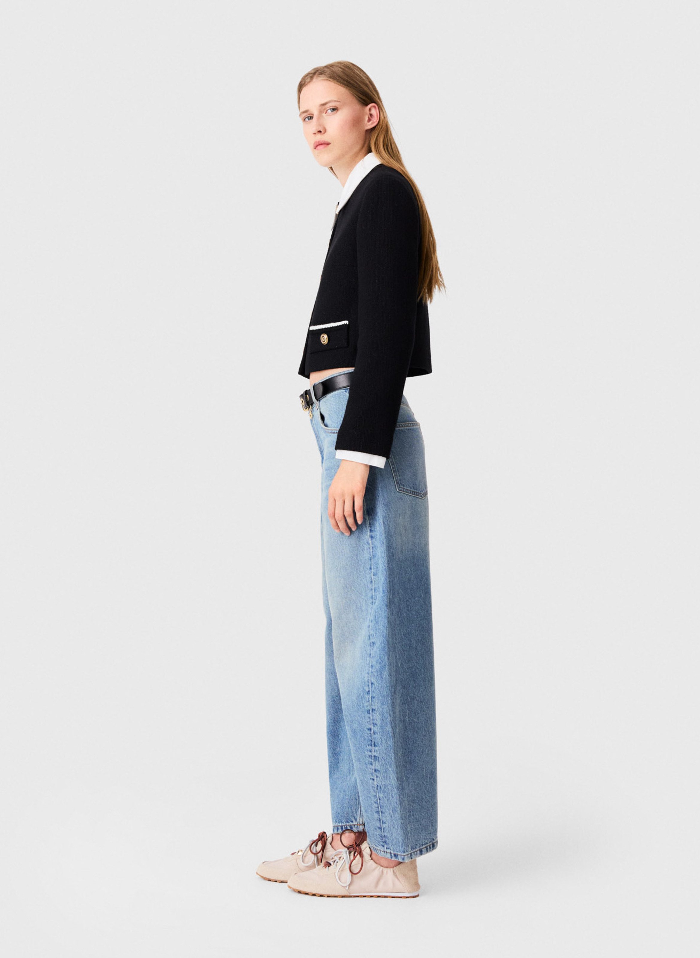Fitted short jacket in blended cotton. MAJE Black