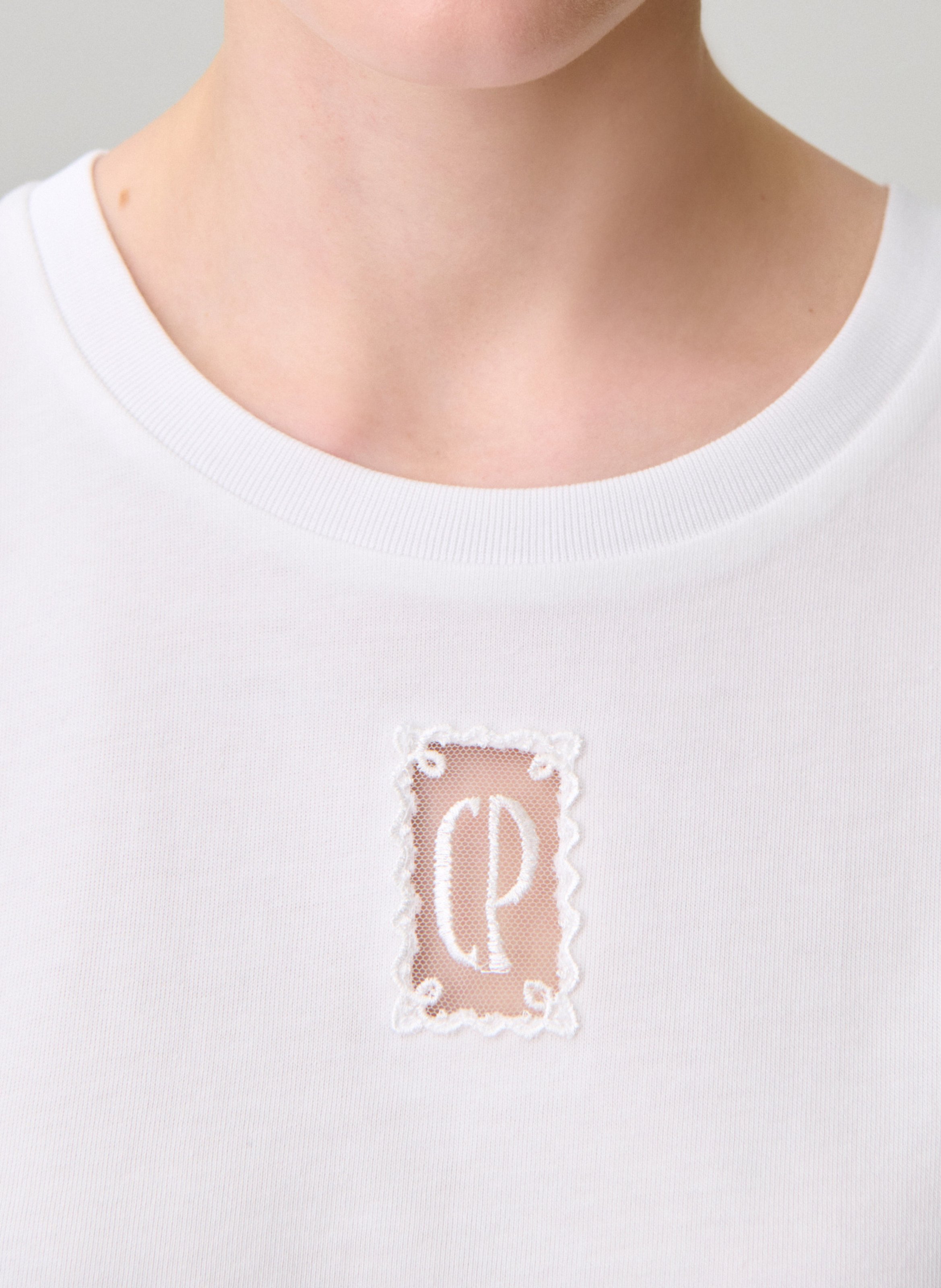 Tee-shirt col rond en coton CLAUDIE PIERLOT Beige