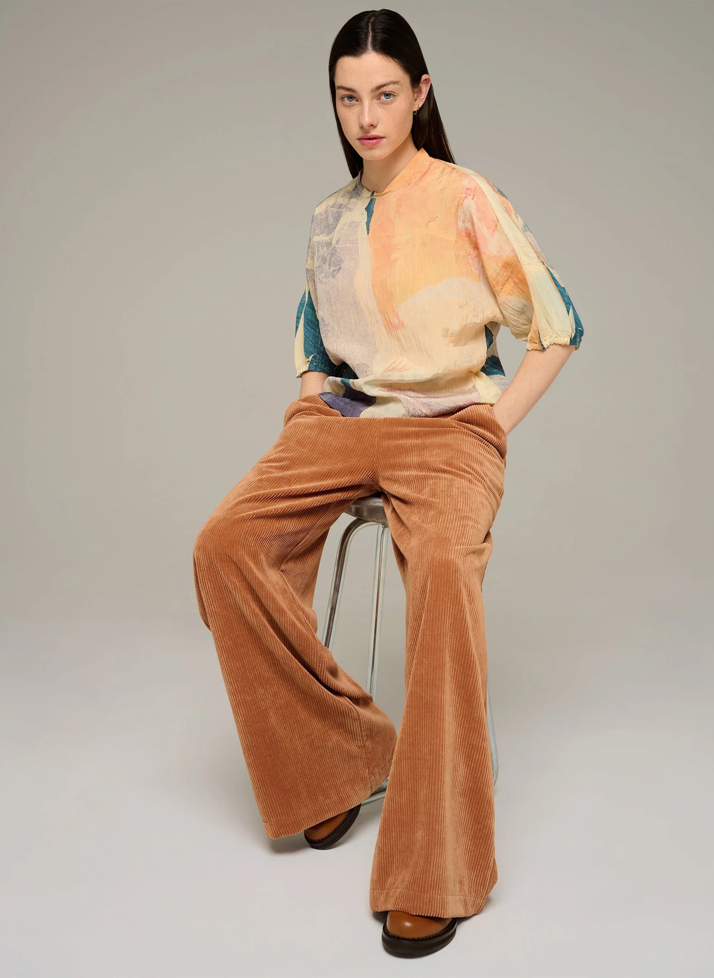 Blouse oversize col rond imprimée COTELAC ACOTE Multicolore