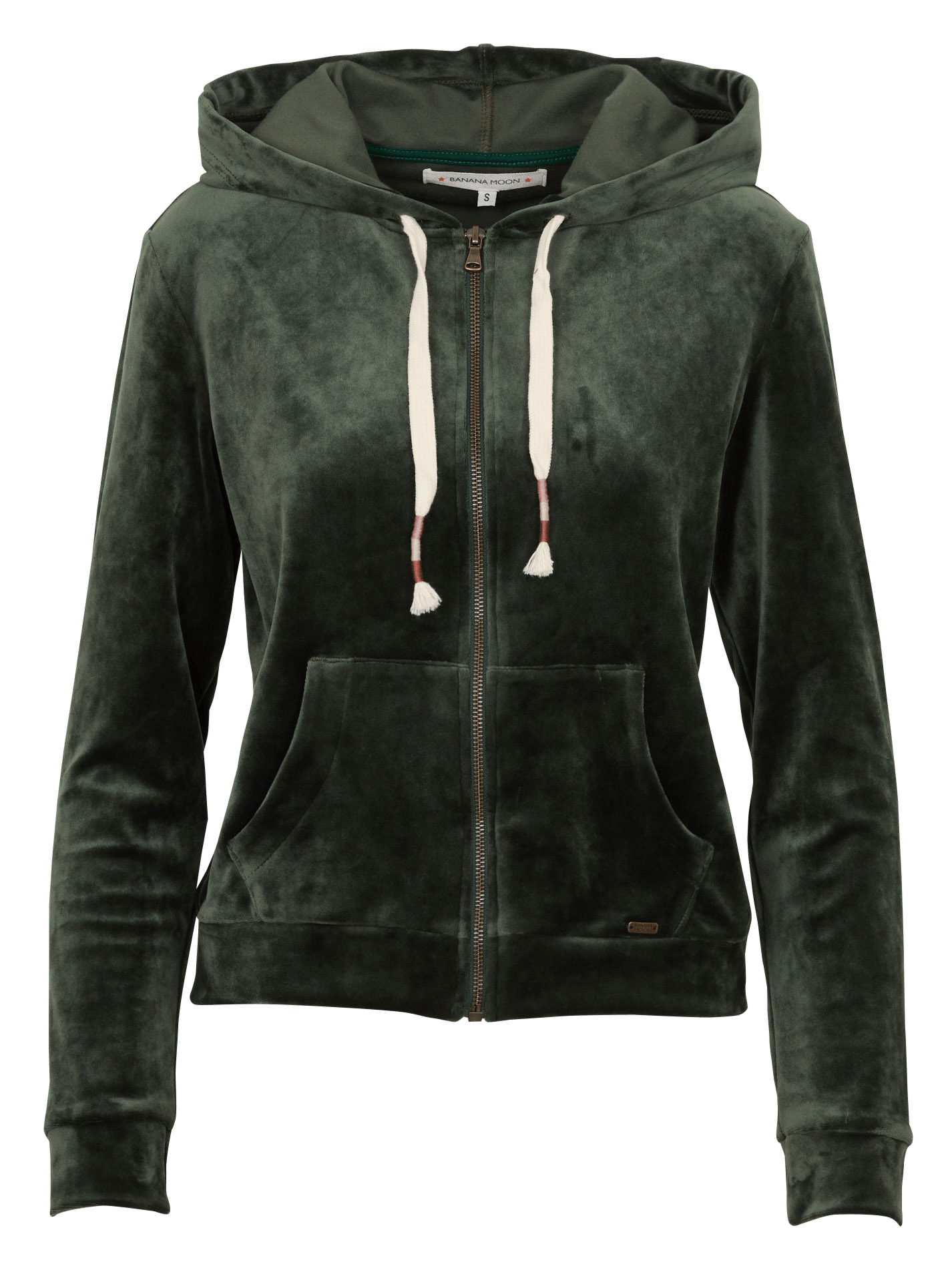 Straight velvet cardigan with hood BANANA MOON