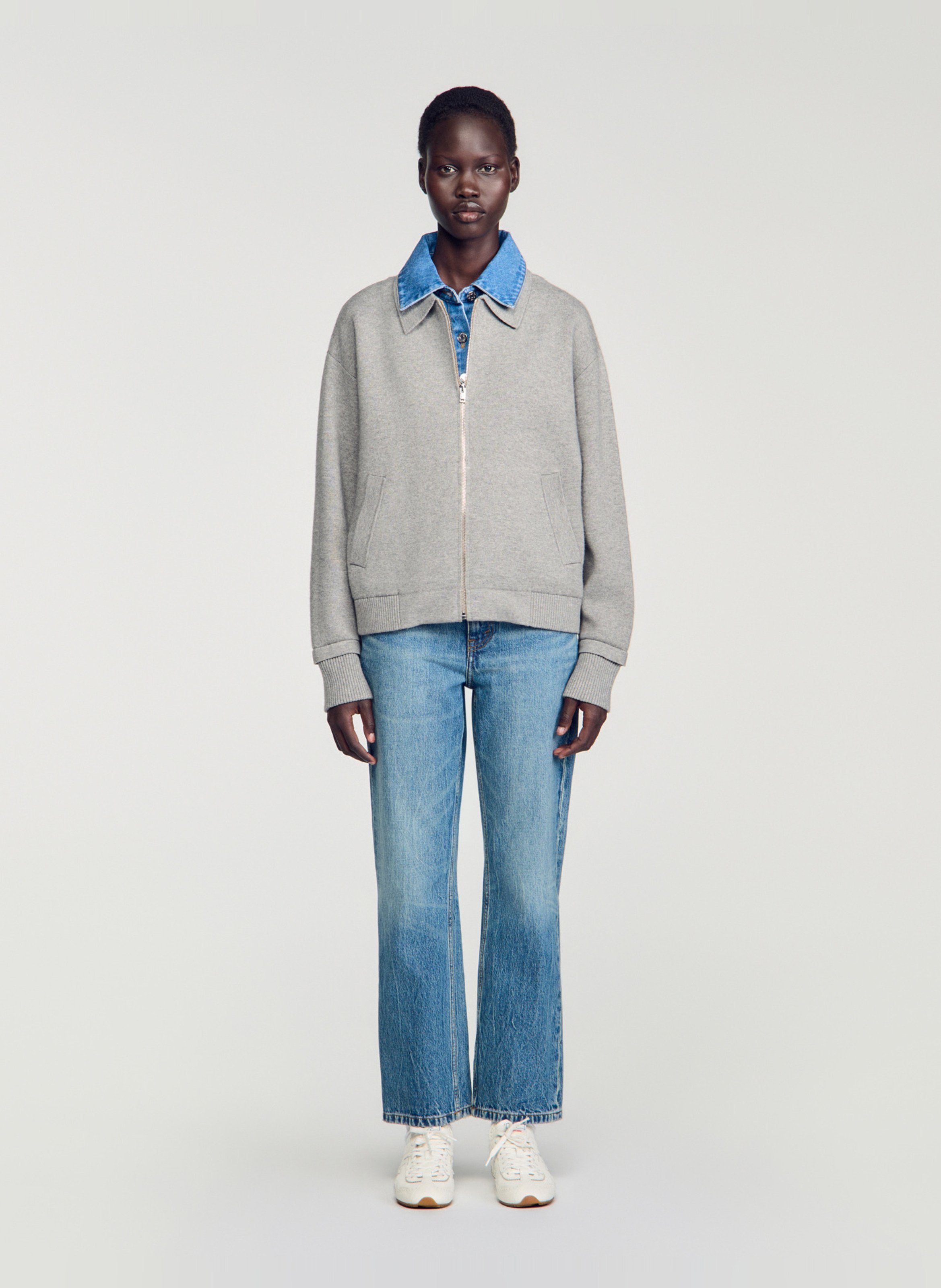Oversized hybride sweater SANDRO Grijs