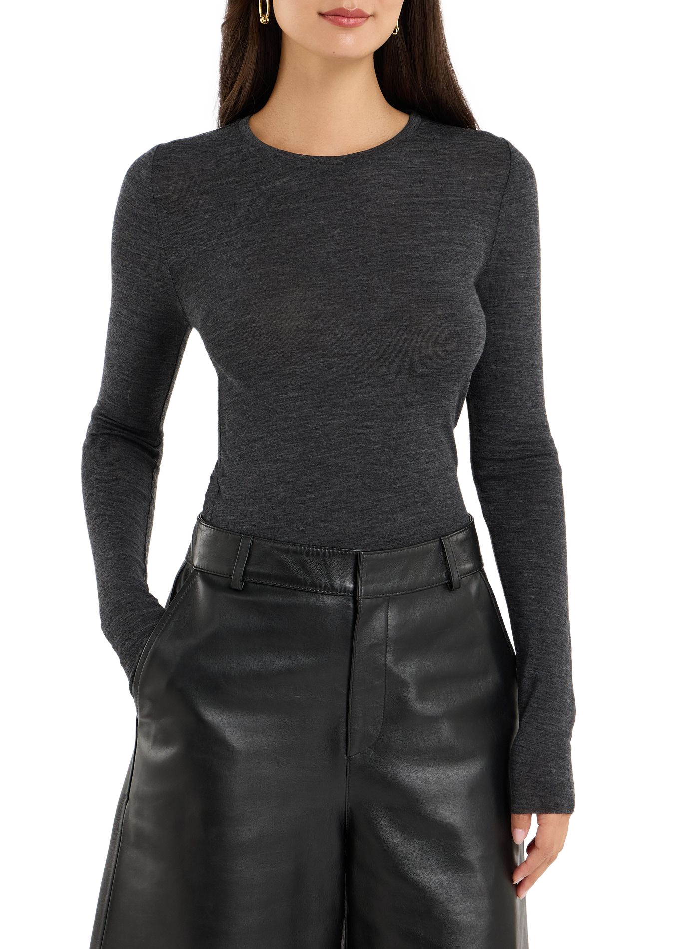 Solid round-neck wool sweater bora SAISON 1865 Grey