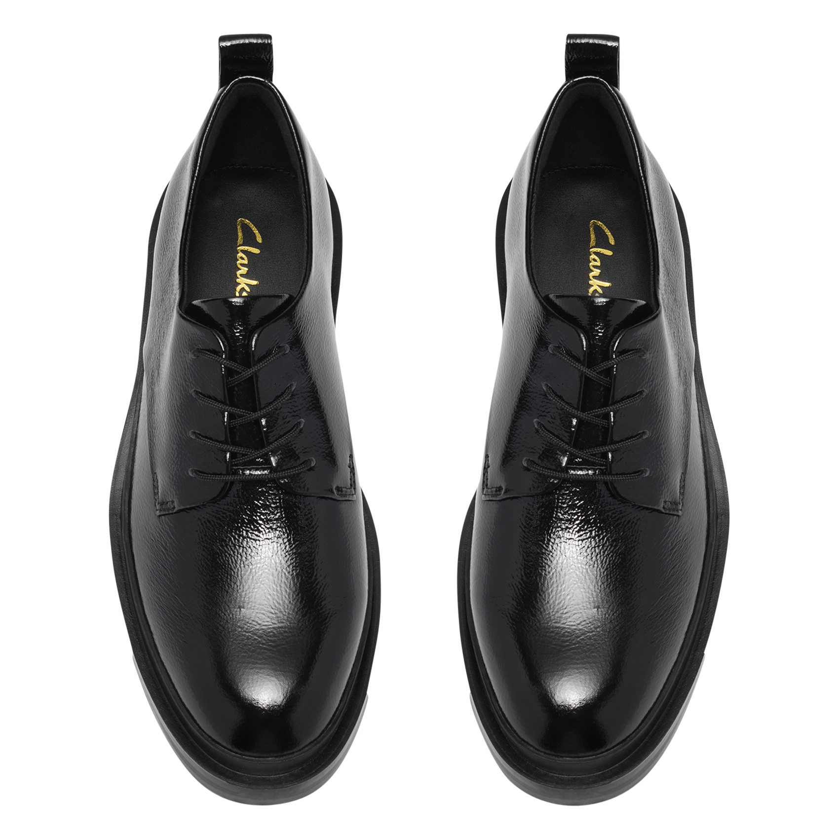 Derbies à lacets en cuir vernis CLARKS Noir