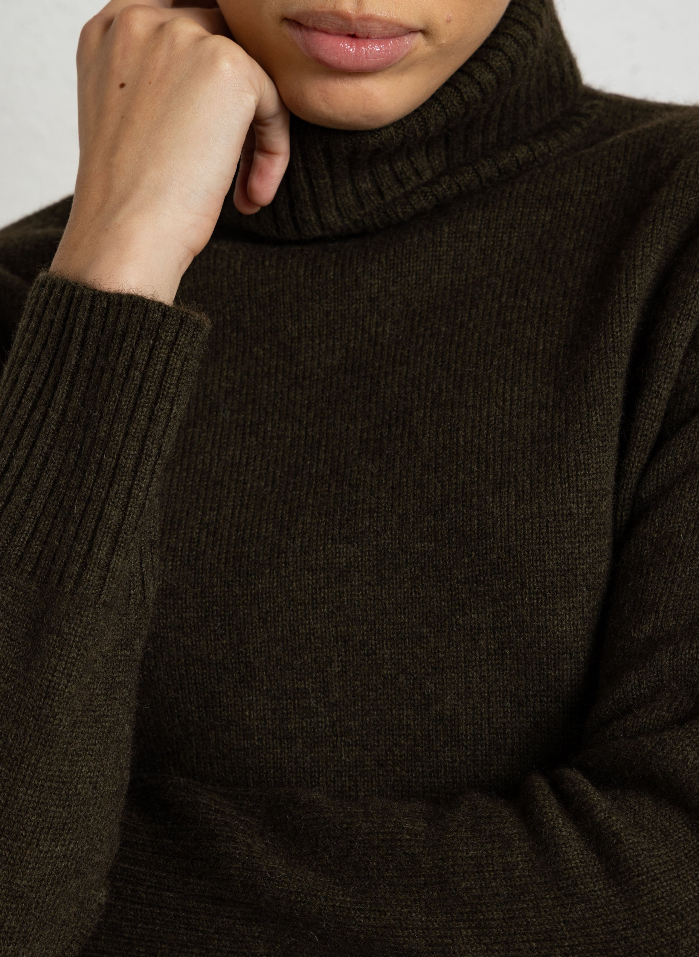 Pull col roulé droit en laine  MAISON 123 Kaki