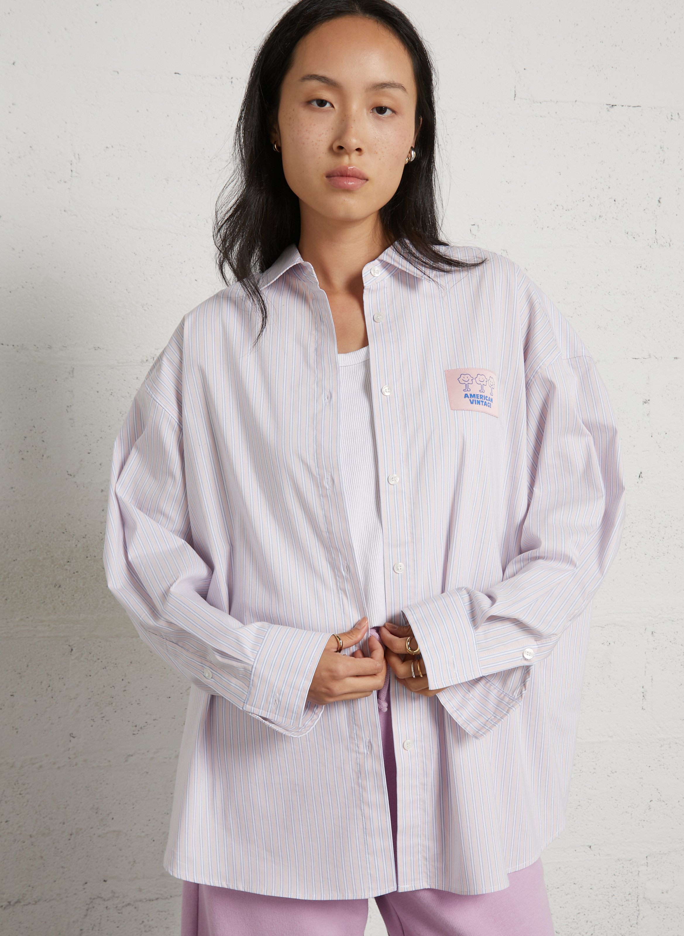 Loose-fit organic cotton shirt AMERICAN VINTAGE Pink