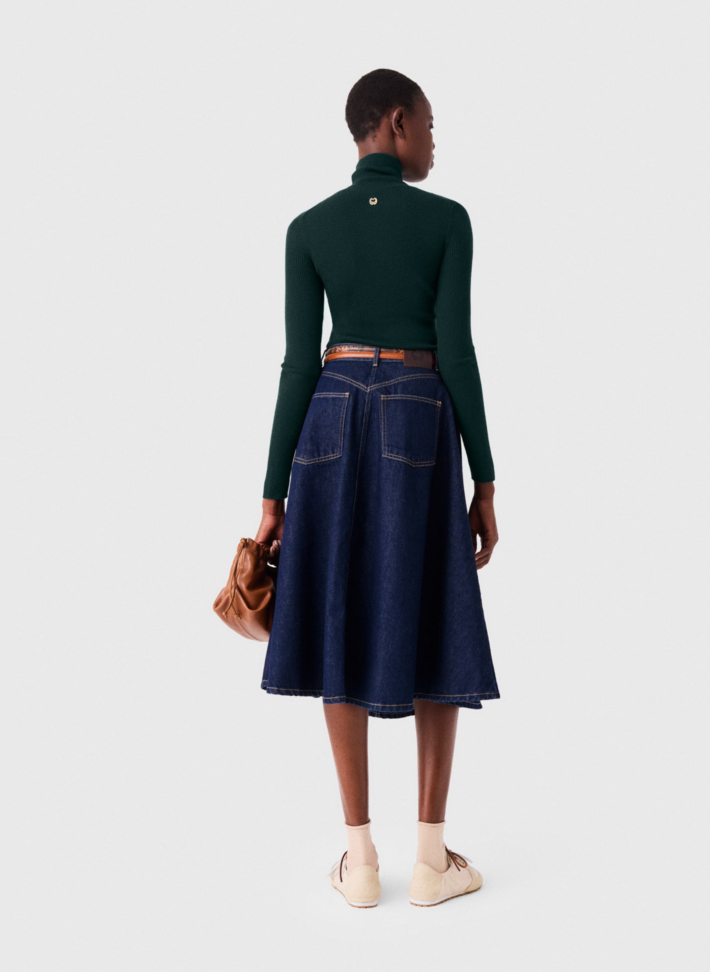 Fitted wool and silk sweater MAJE Green