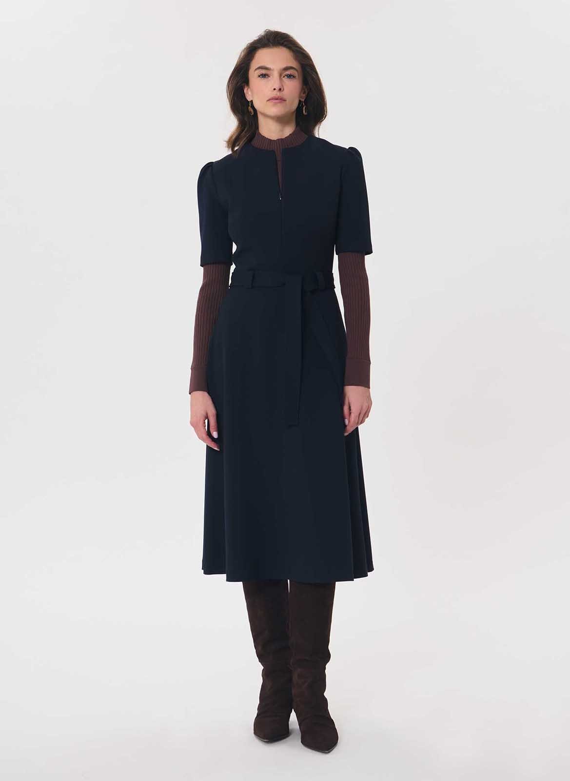 Fitted and flared midi dress TARA JARMON Blue