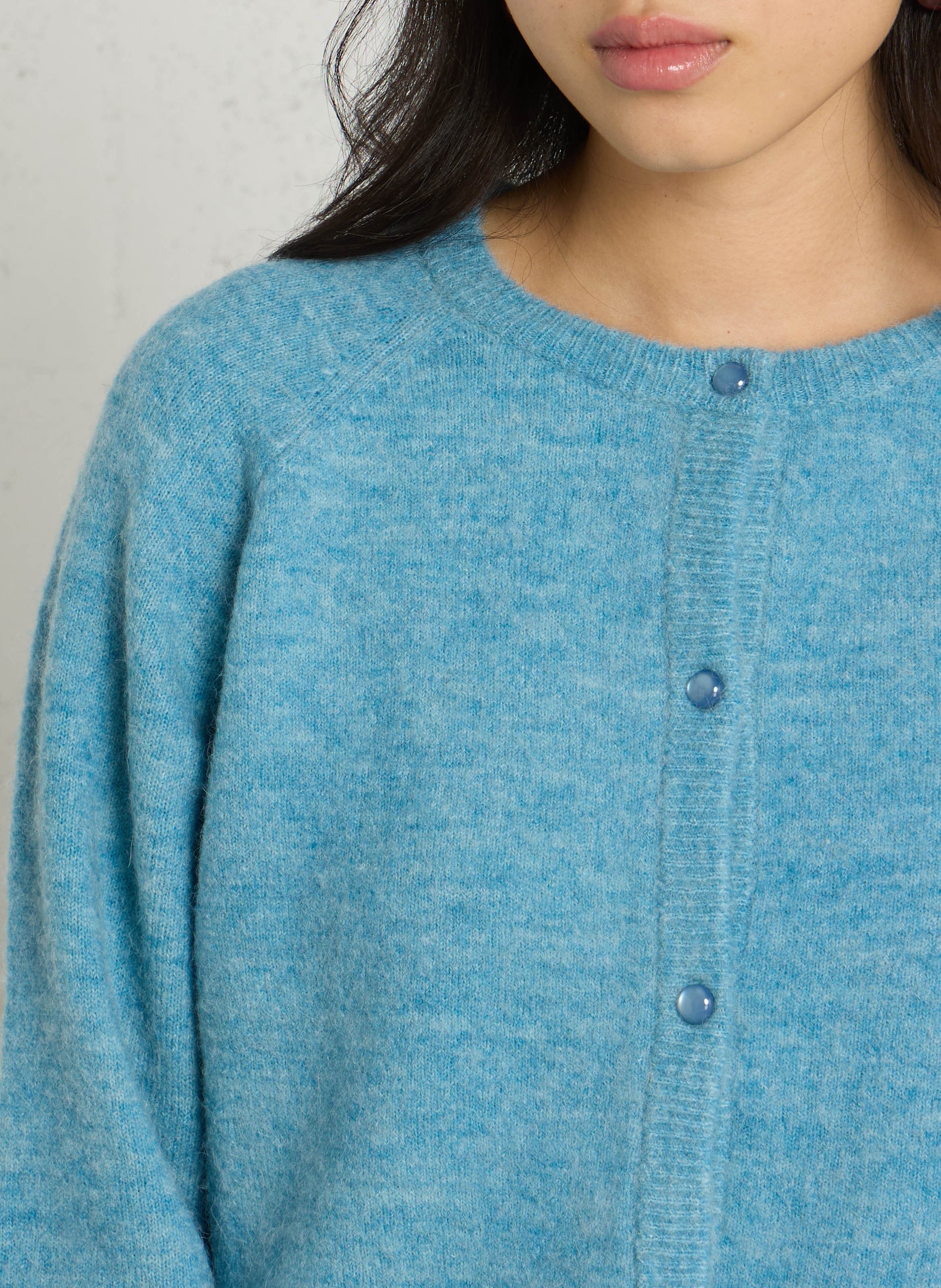 Short buttoned sleeveless cardigan LEON & HARPER Blue