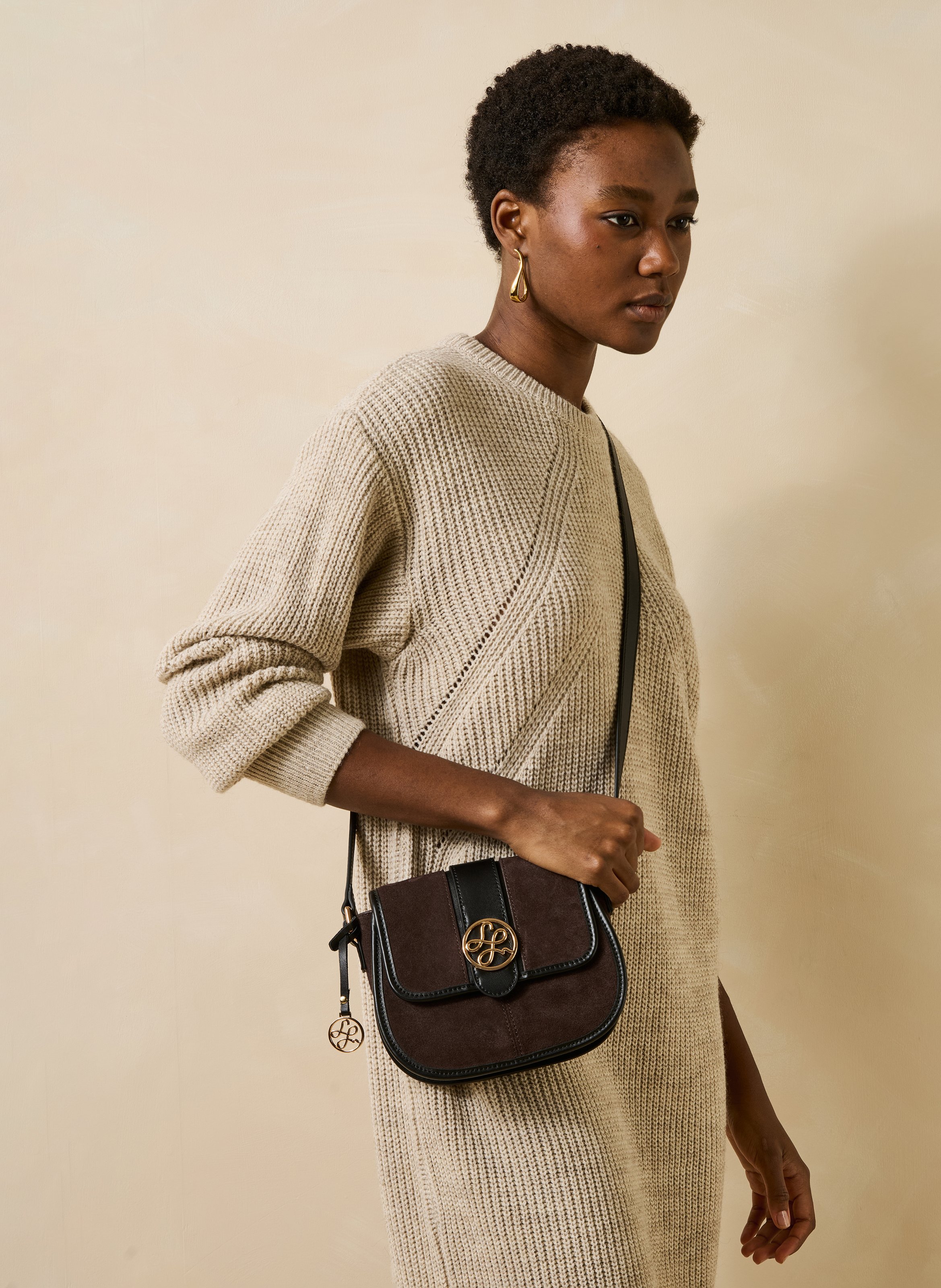Leather shoulder bag LA FEE MARABOUTEE Brown