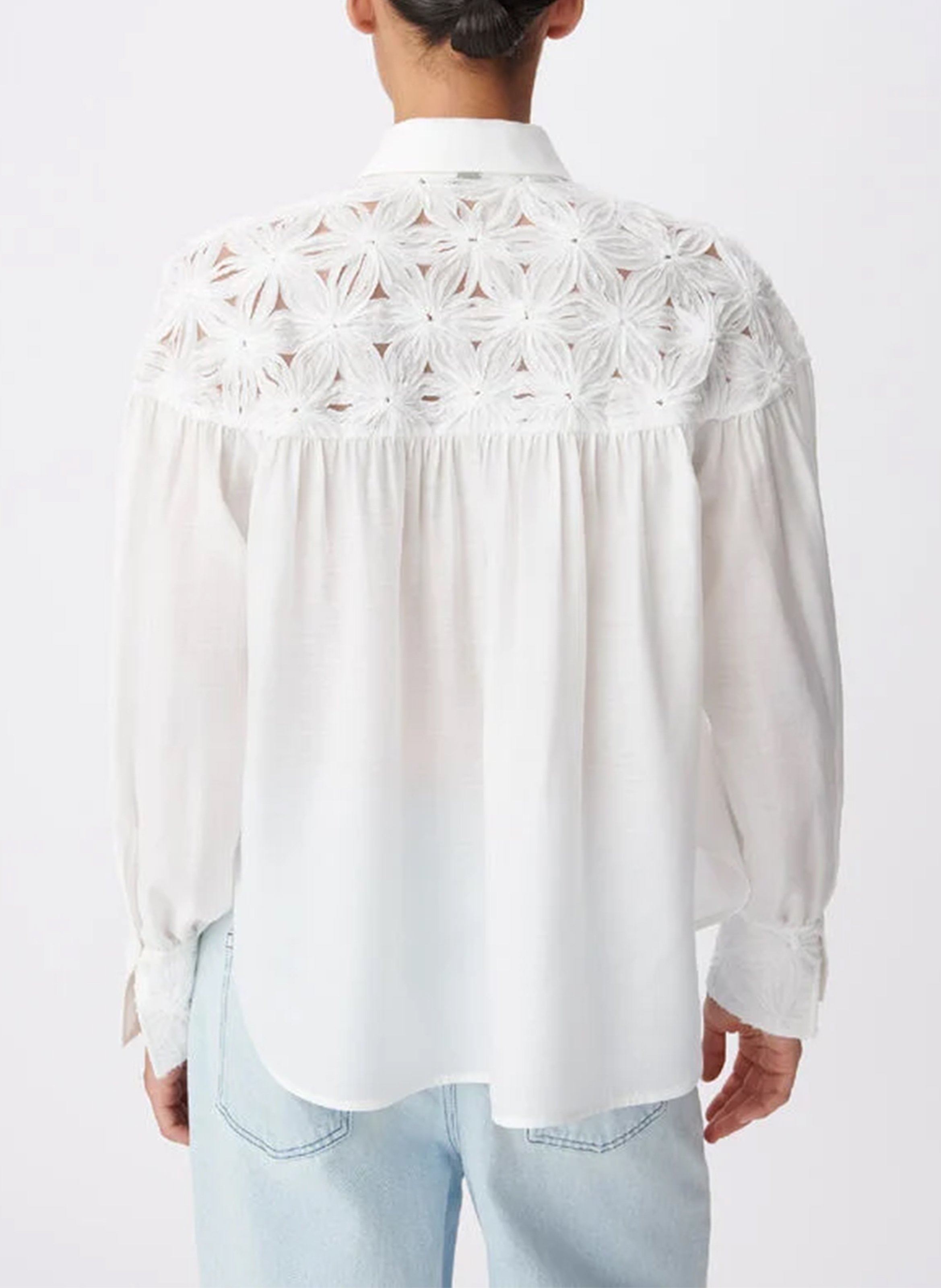 Chemise fluide avec détail fleurs IKKS Blanc