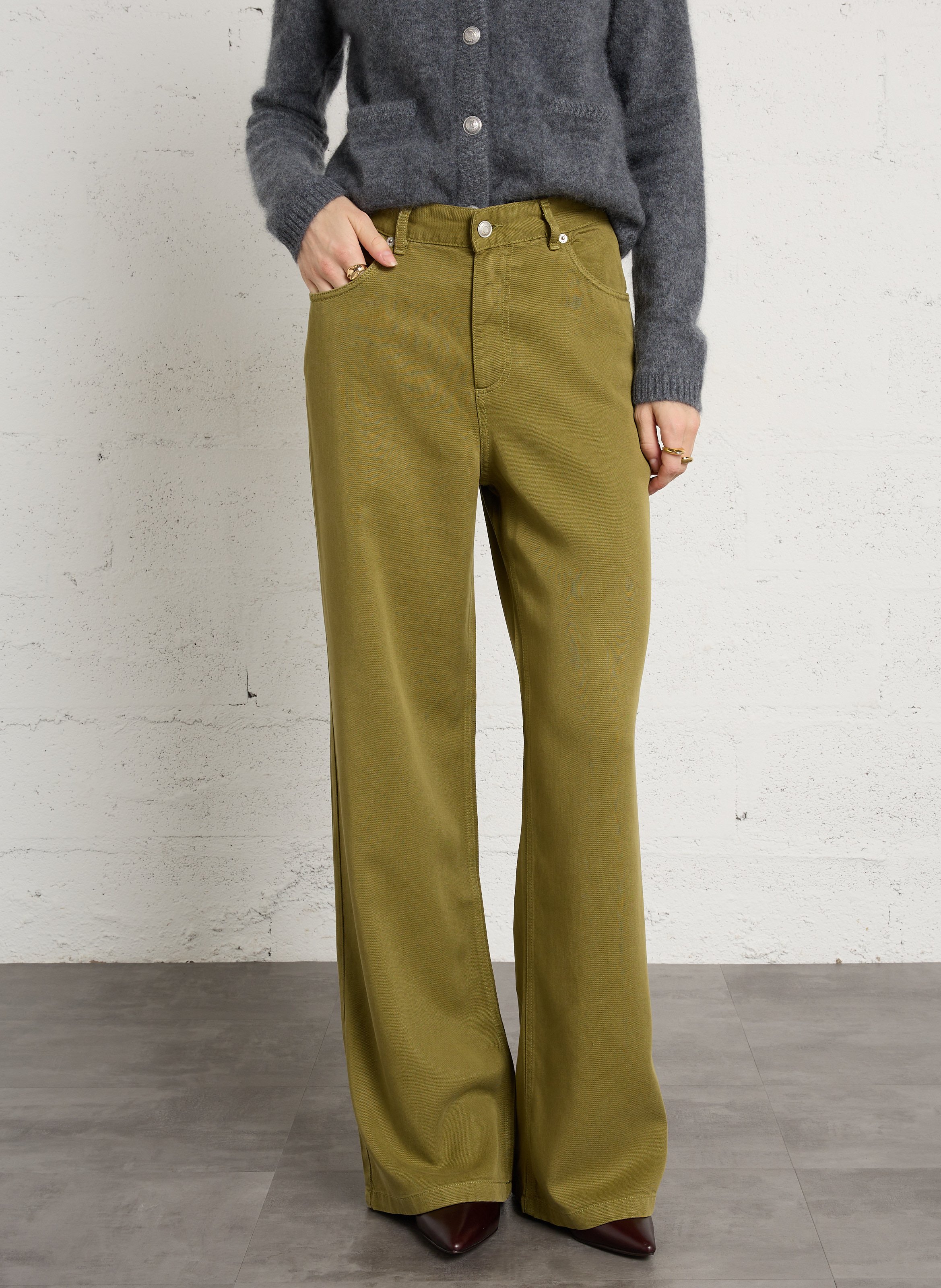 Pantalon large en toile IKKS Vert
