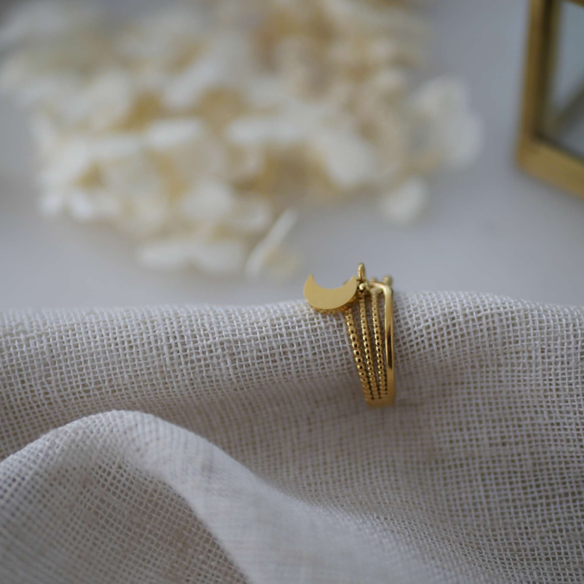 Moon adjustable ring GINANDGER Blue