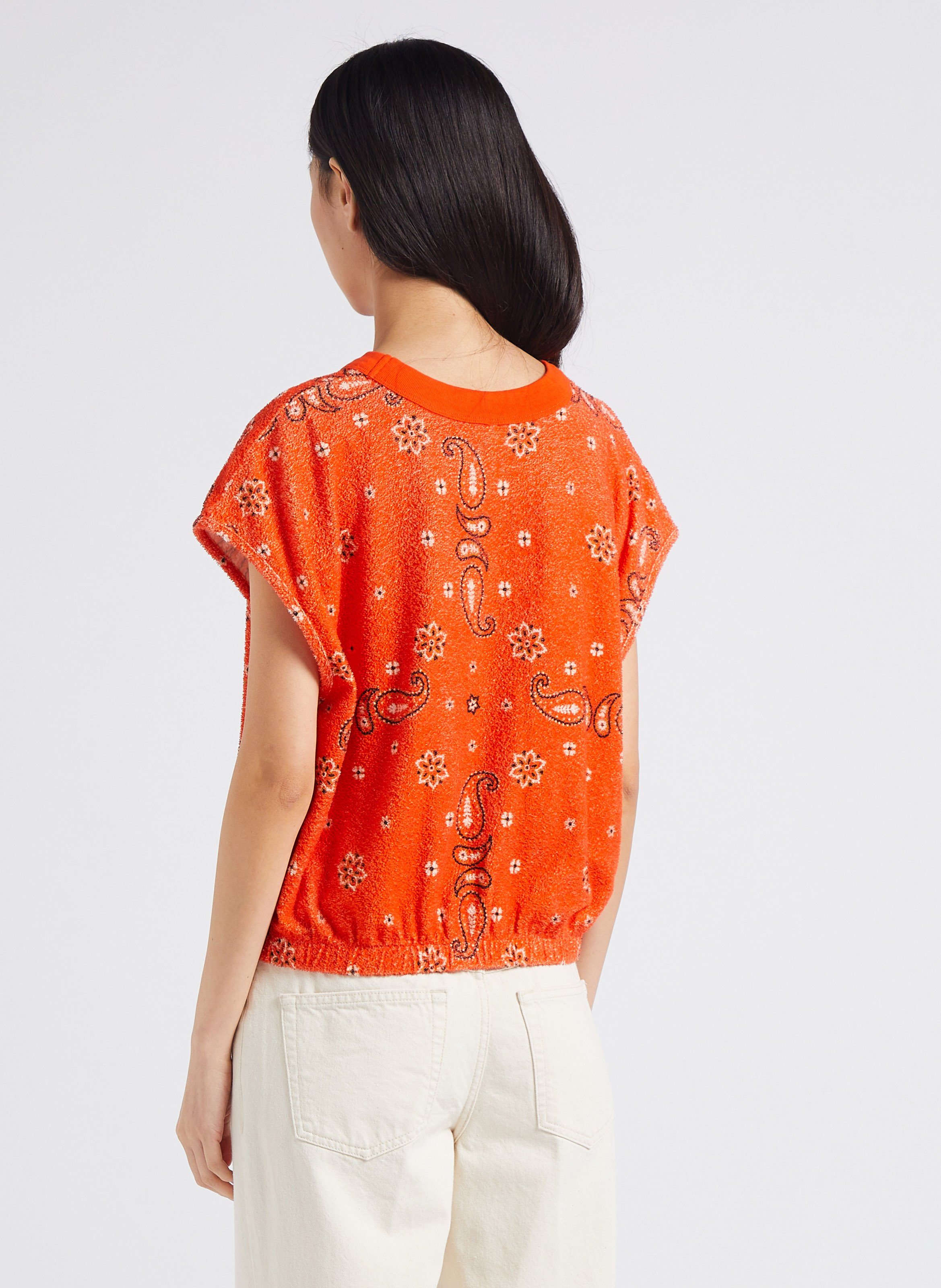 Printed organic cotton terry-look T-shirt BELLEROSE Grey